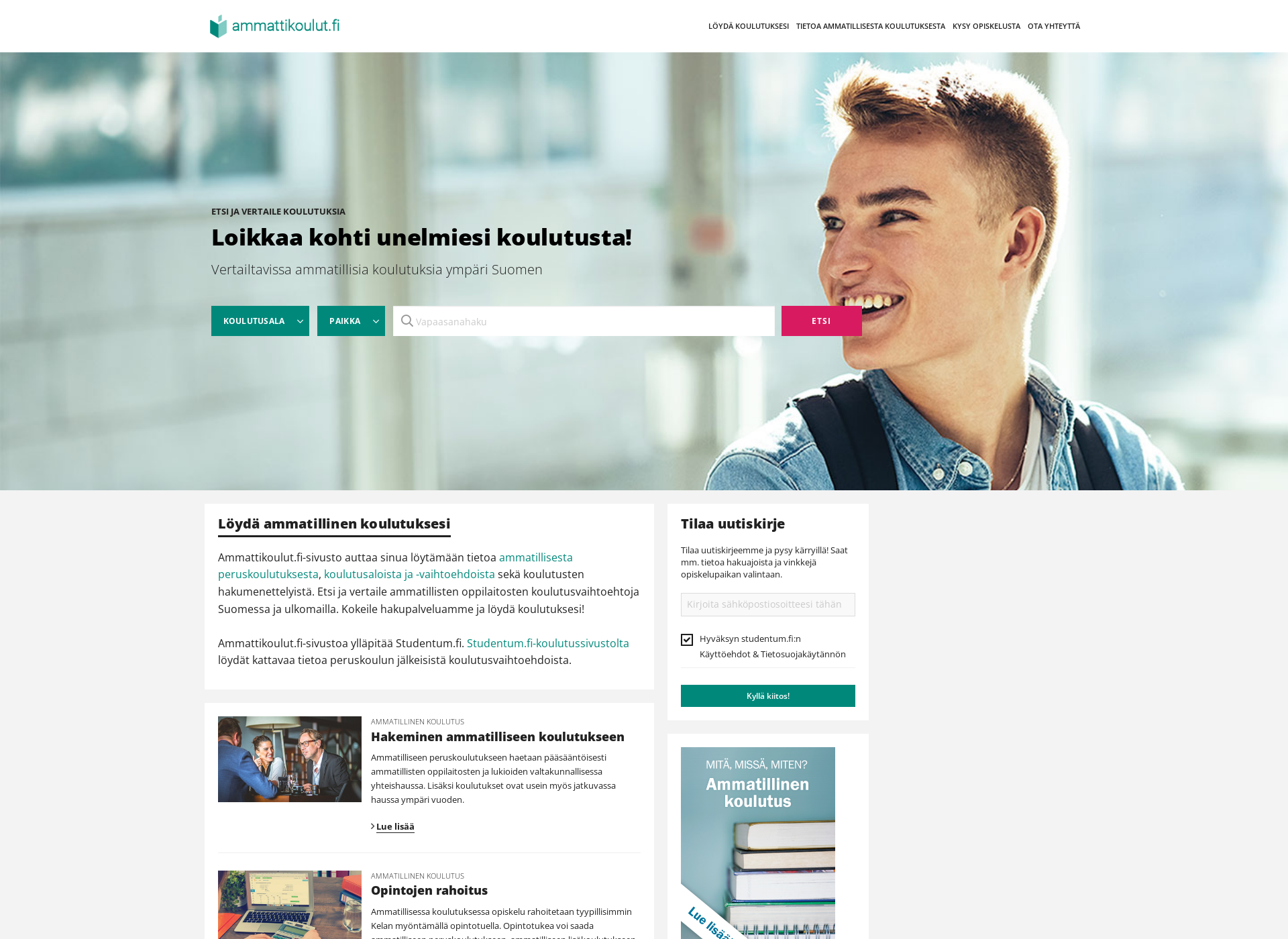 Screenshot for ammattikoulut.fi