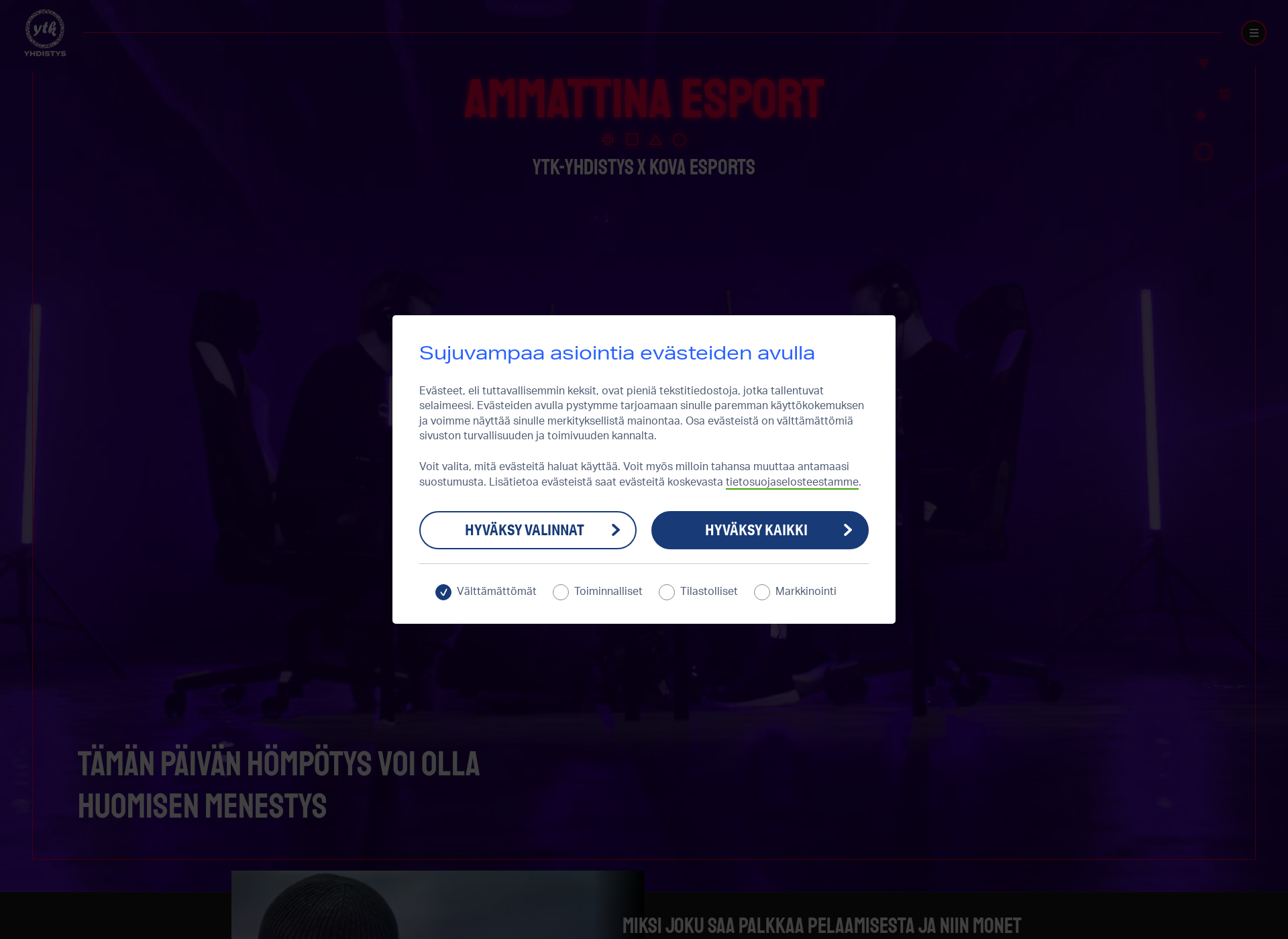 Screenshot for ammattinaesport.fi