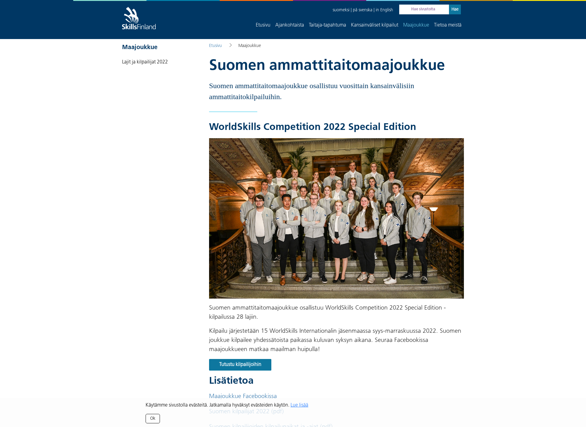 Näyttökuva ammattitaitomaajoukkue.fi