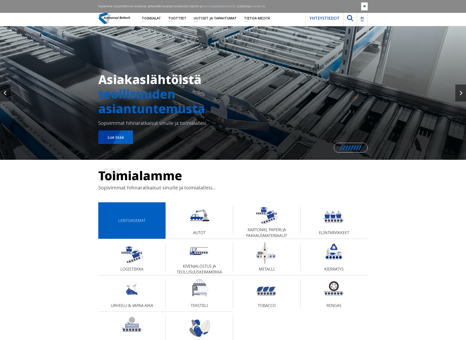 Skärmdump för ammeraalbeltech.fi