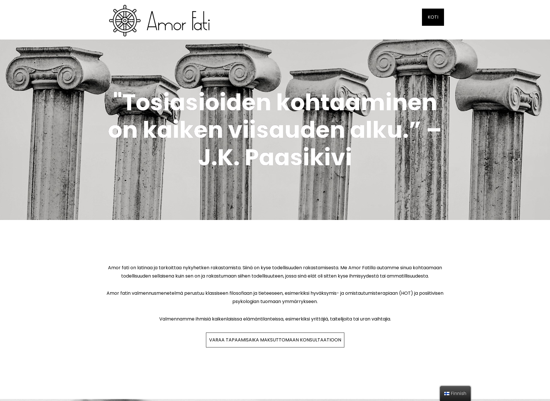 Skärmdump för amorfati.fi