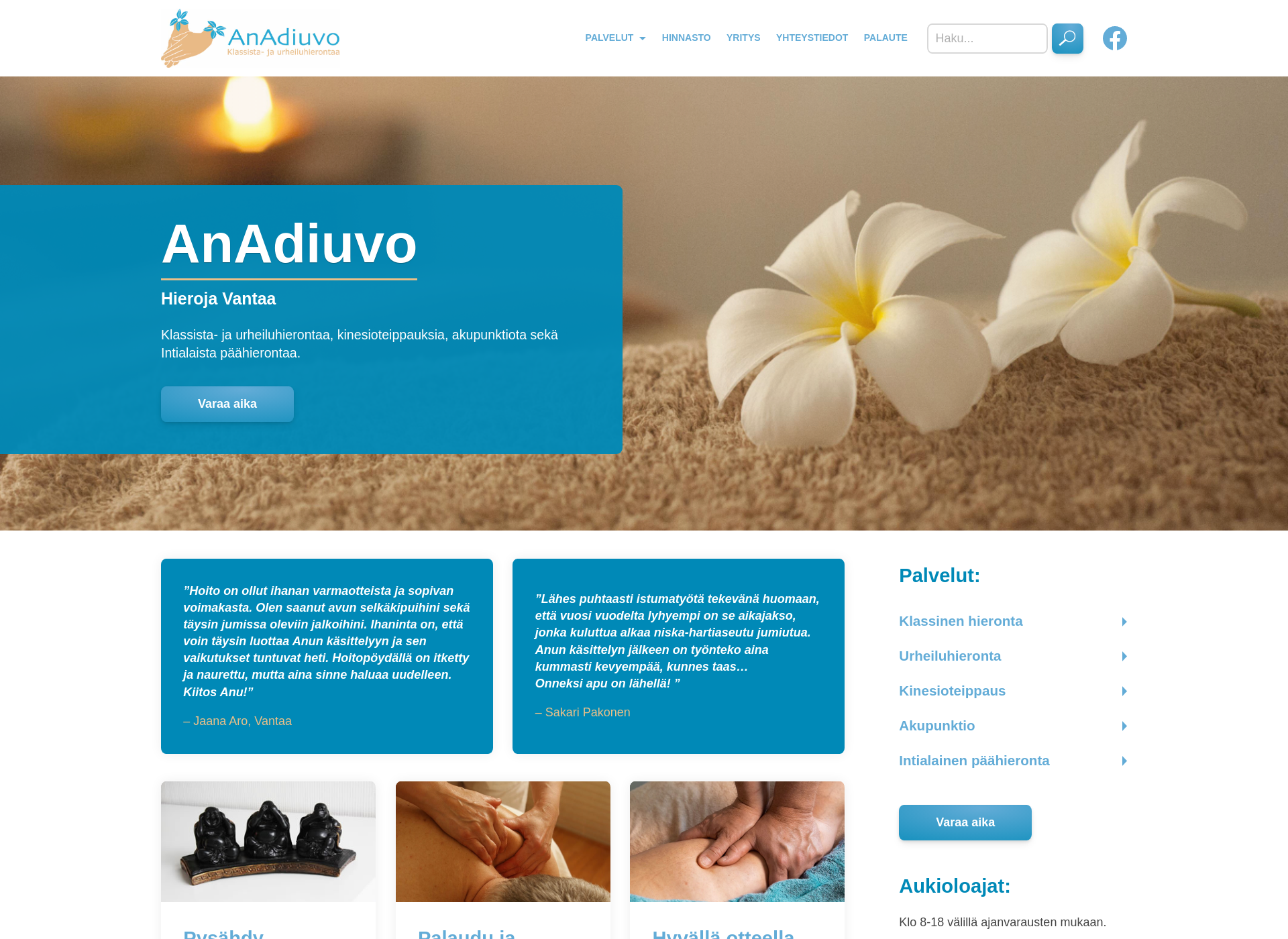 Skärmdump för anadiuvo.fi