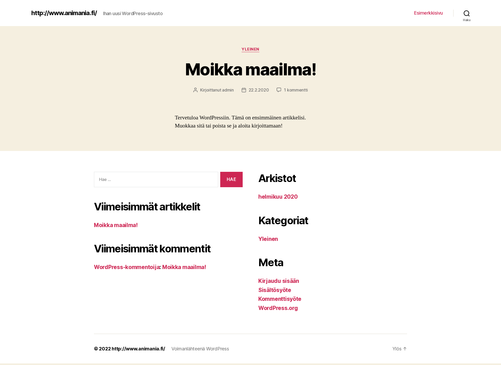 Skärmdump för animania.fi