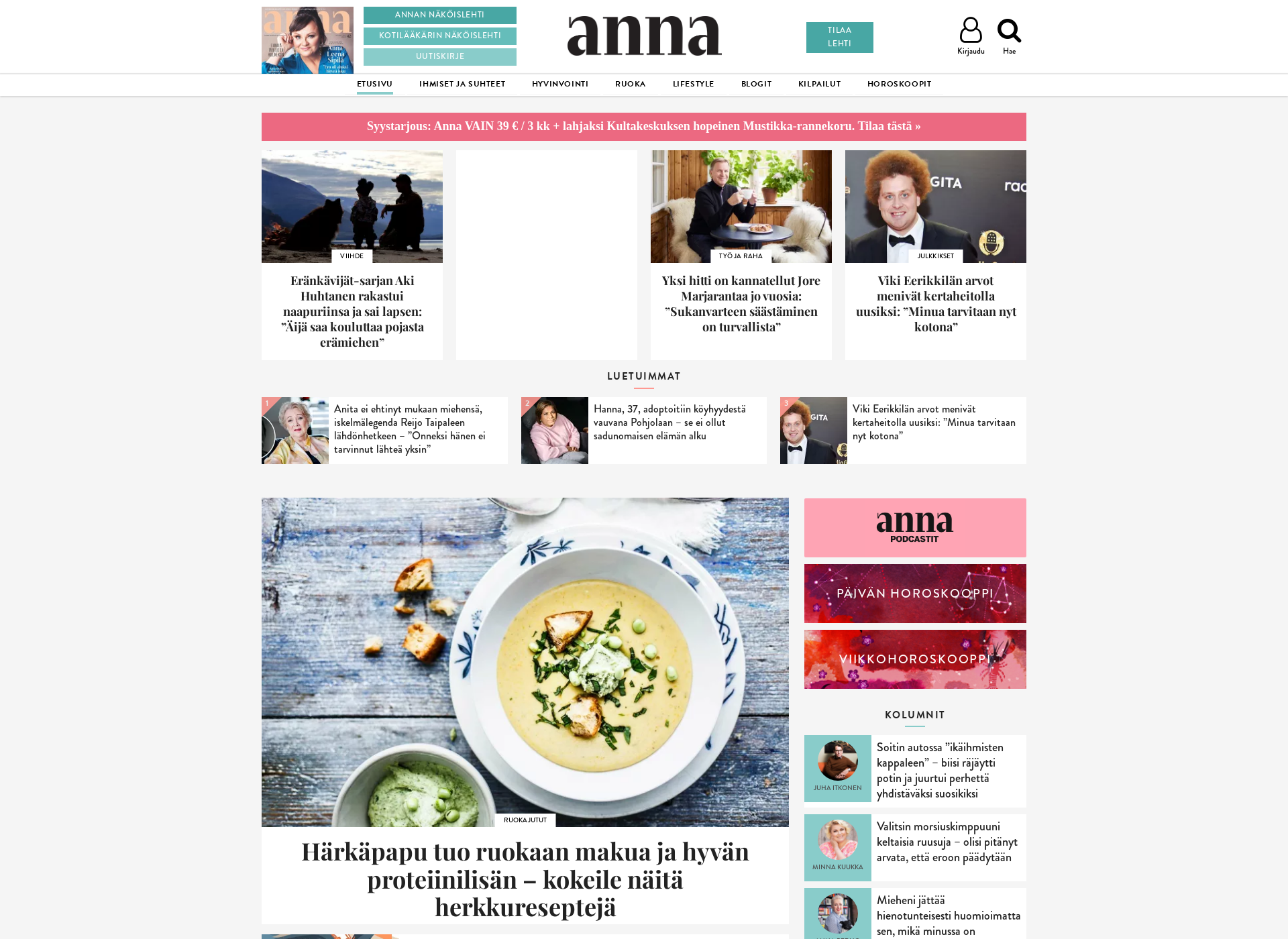 Skärmdump för annalehti.fi
