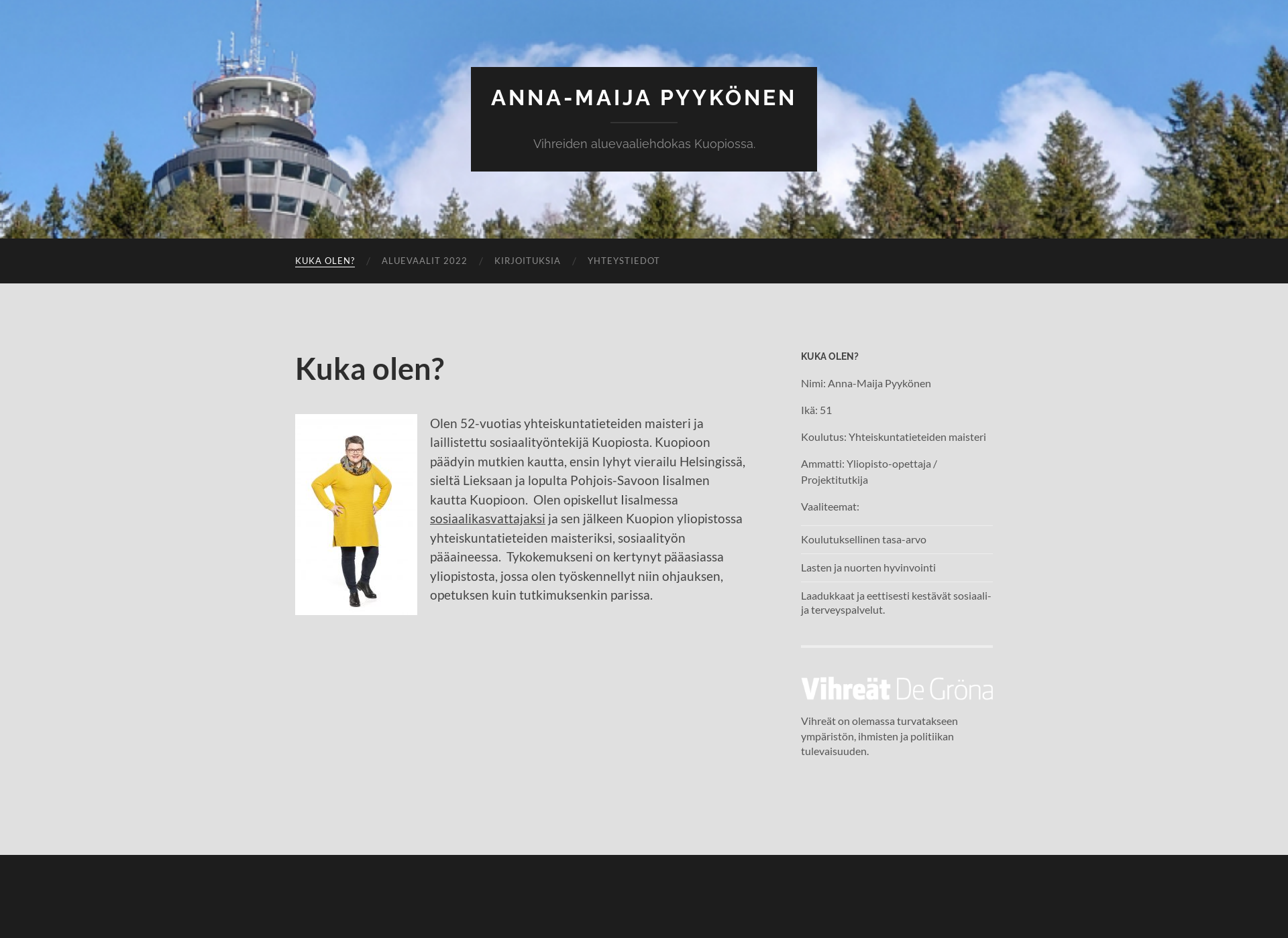 Skärmdump för annamaijapyykonen.fi