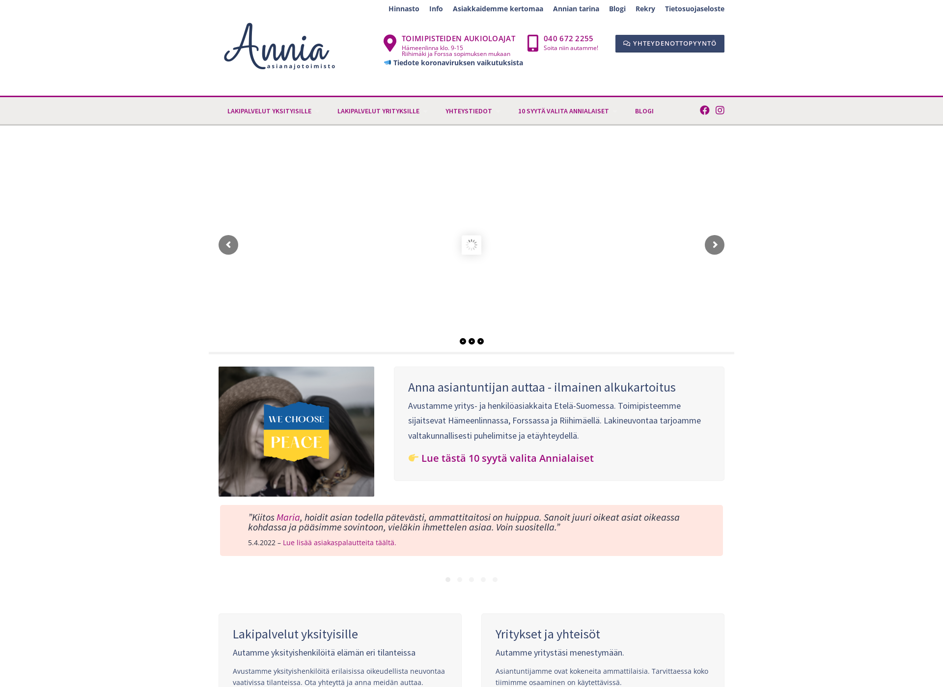 Screenshot for annia.fi