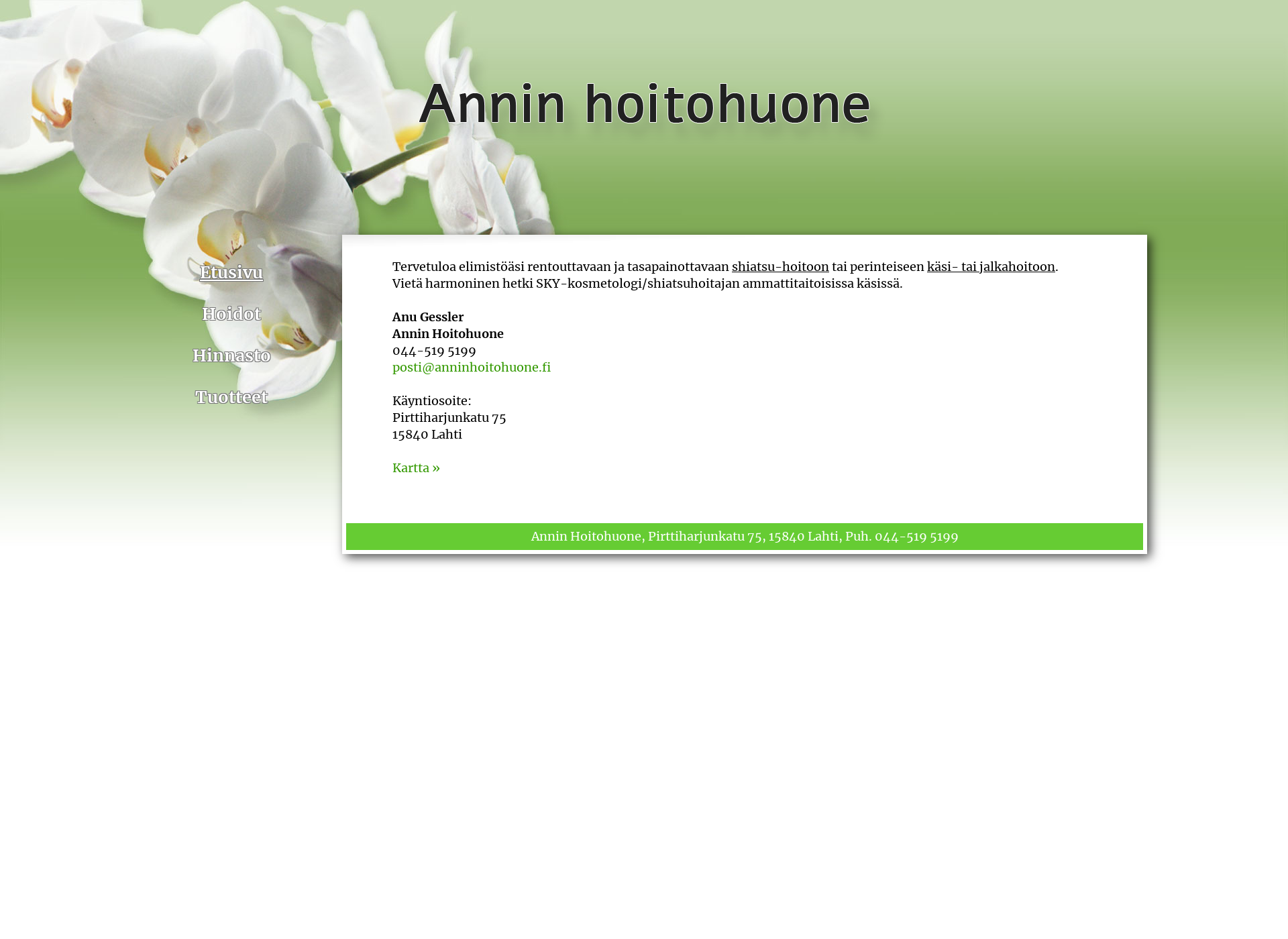 Skärmdump för anninhoitohuone.fi