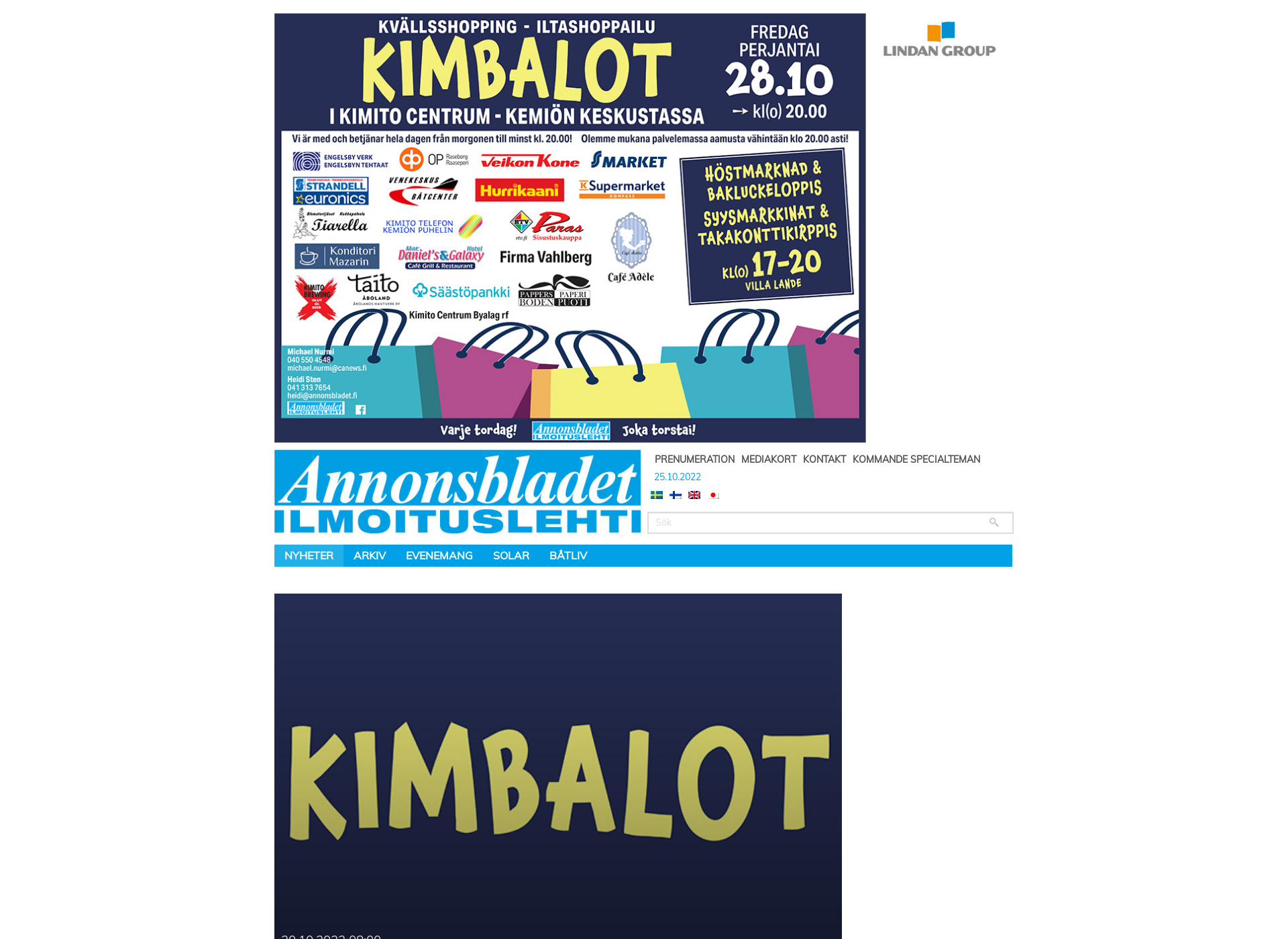 Skärmdump för annonsbladet-kimito.fi