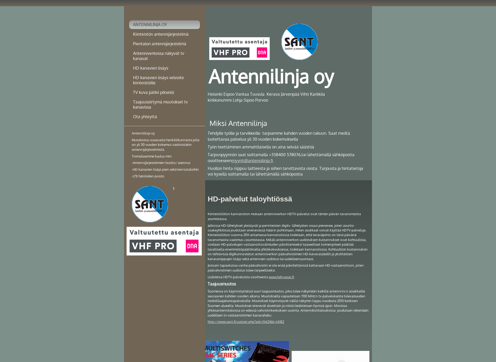 Skärmdump för antennilinja.fi