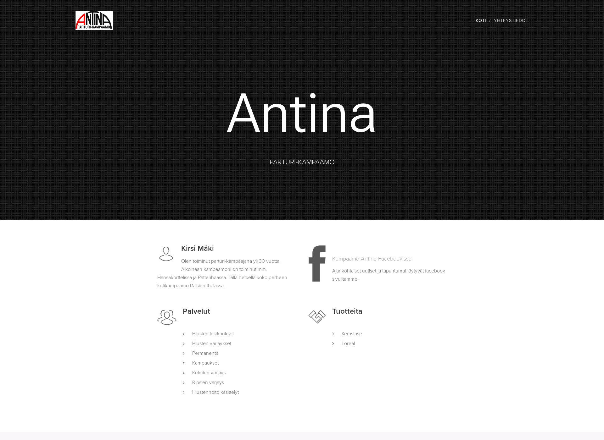 Screenshot for antina.fi
