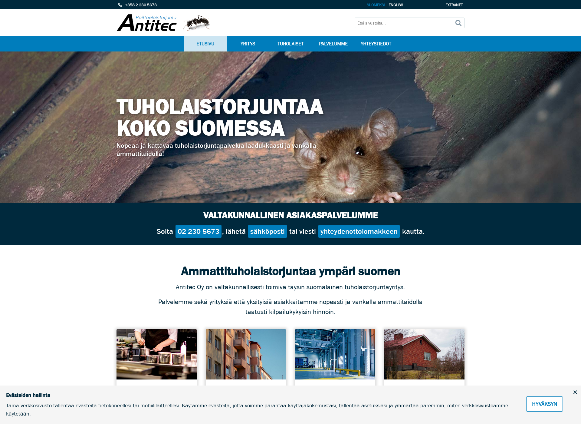 Skärmdump för antitec.fi