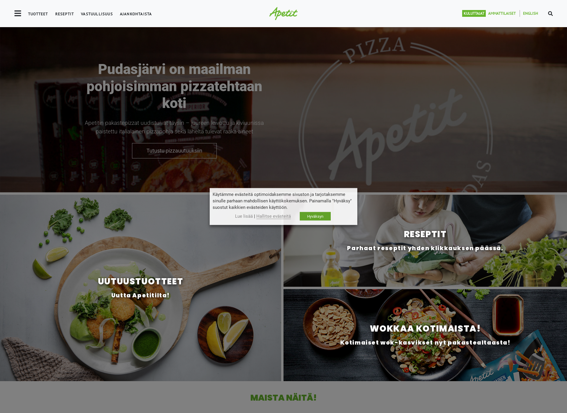 Skärmdump för apetitgroup.fi