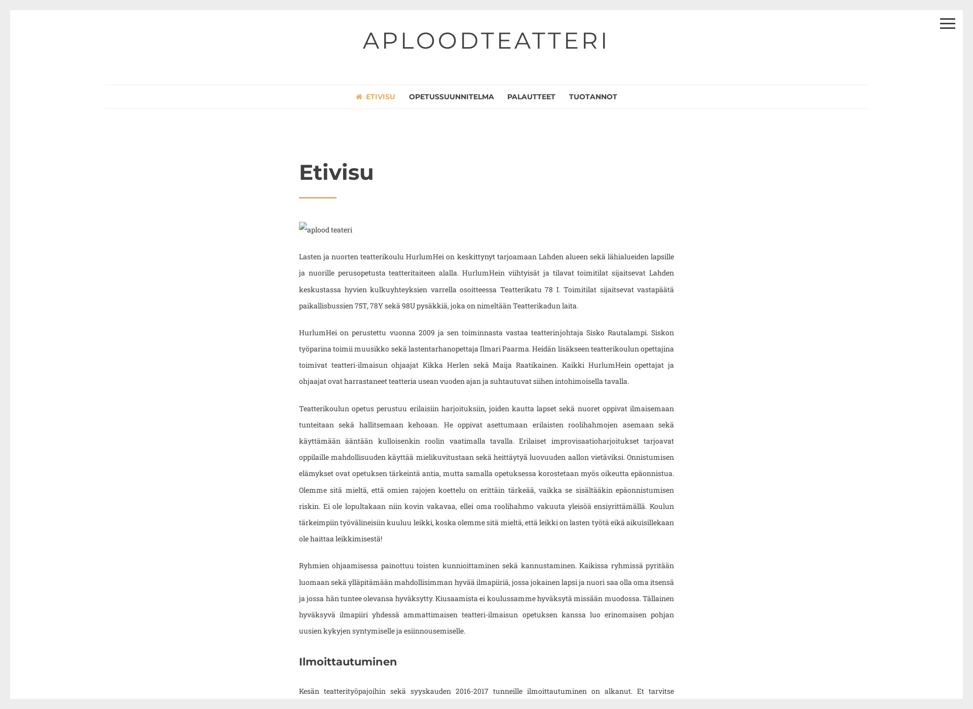 Screenshot for aploodteatteri.fi