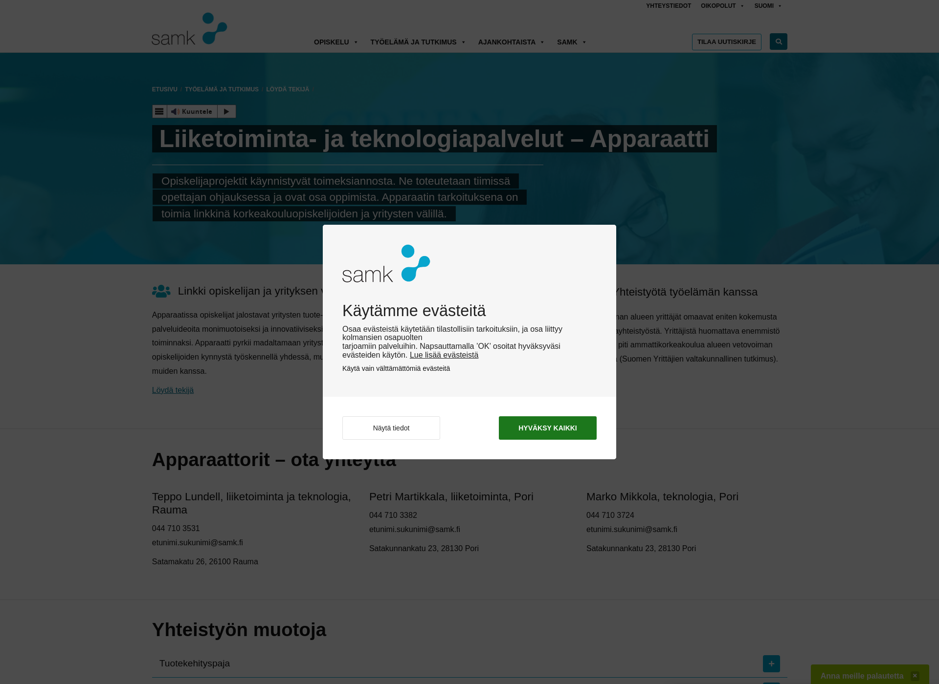 Skärmdump för apparaatti.fi