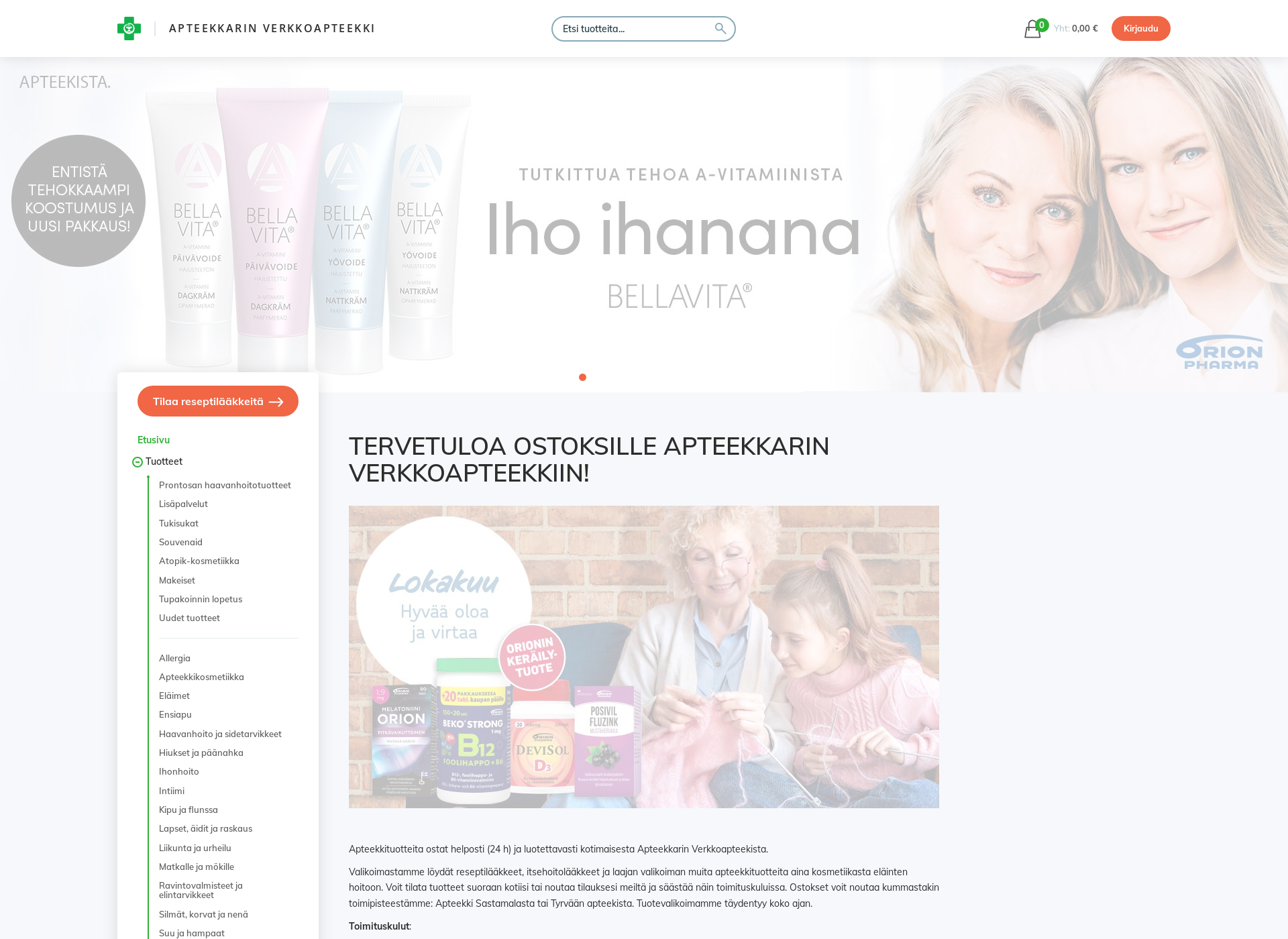 Screenshot for apteekkarinverkkoapteekki.fi