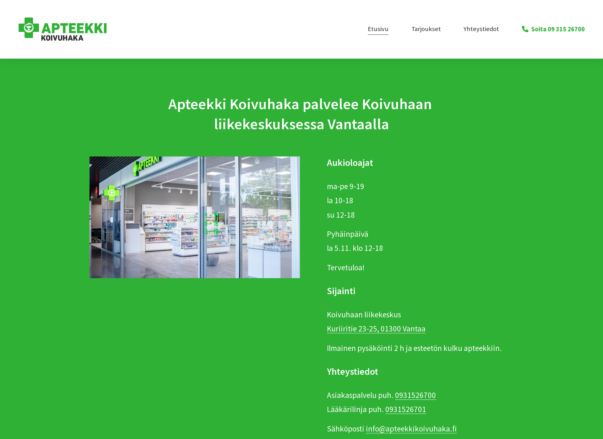 Screenshot for apteekkikoivuhaka.fi