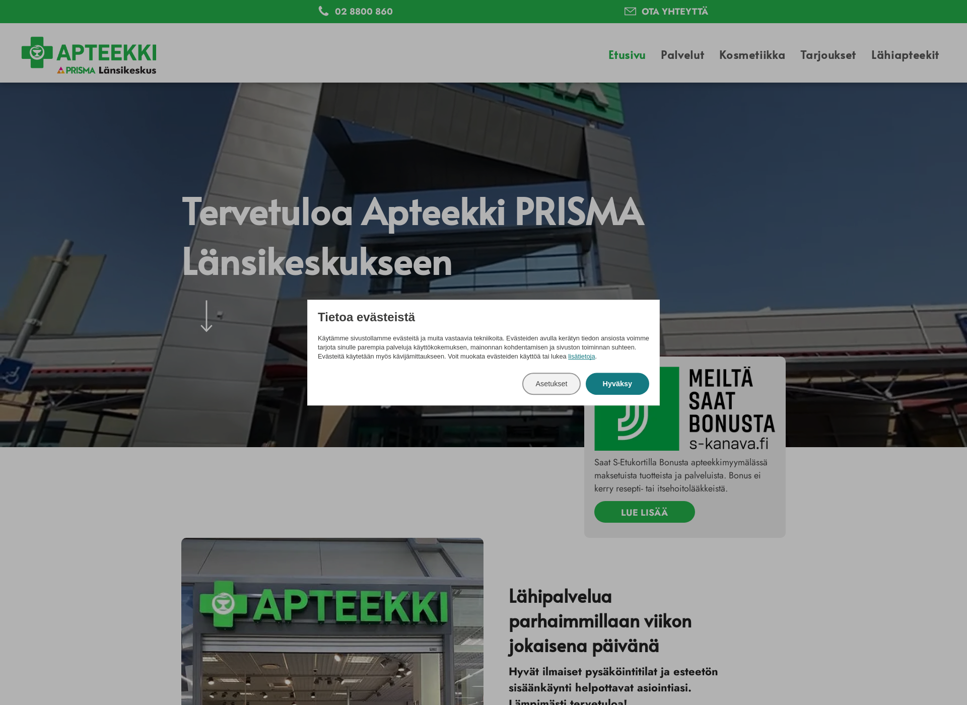 Skärmdump för apteekkilansikeskus.fi