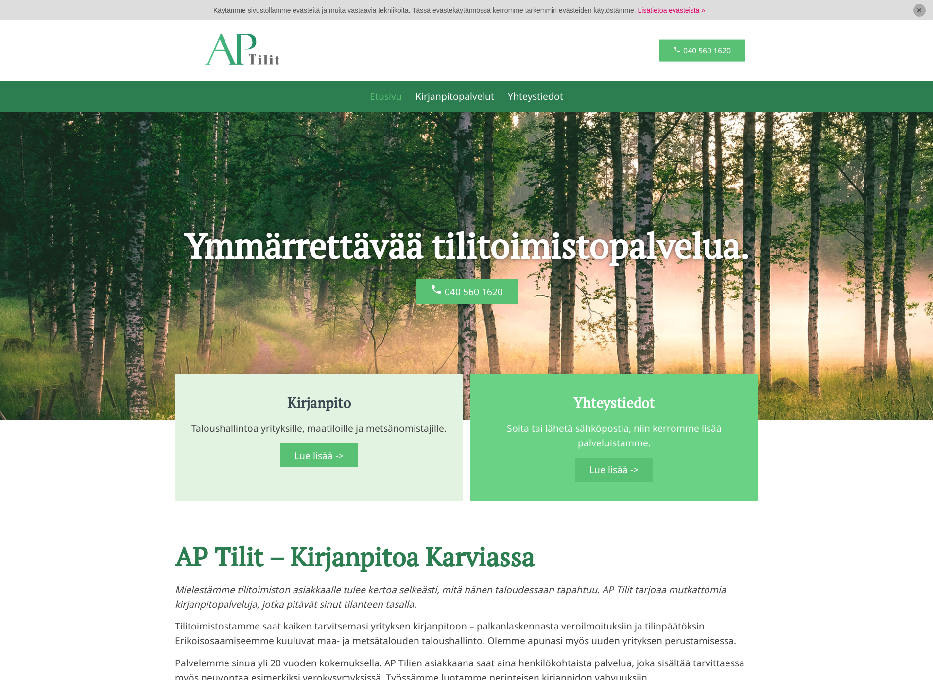 Skärmdump för aptilit.fi