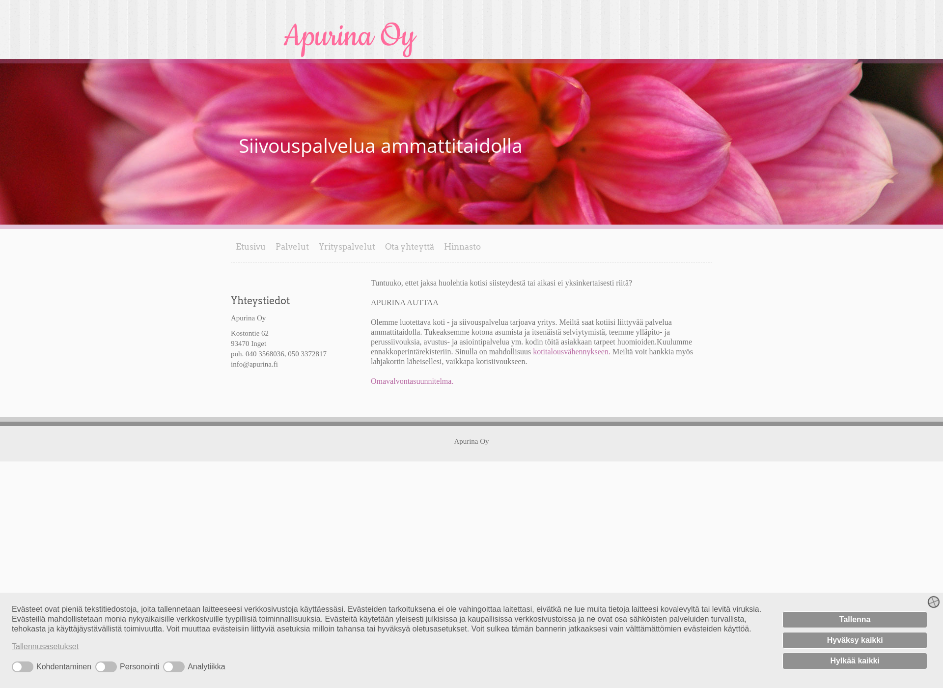Screenshot for apurina.fi