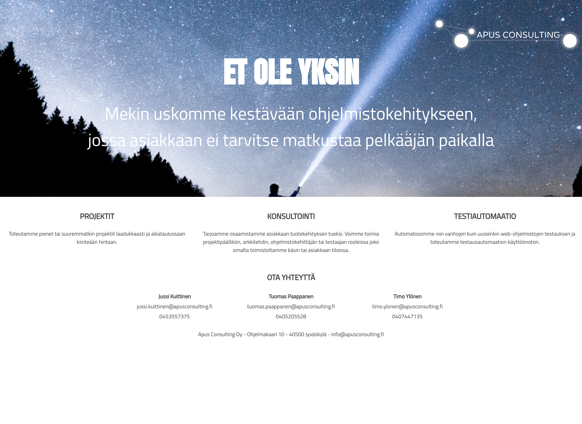 Skärmdump för apusconsulting.fi