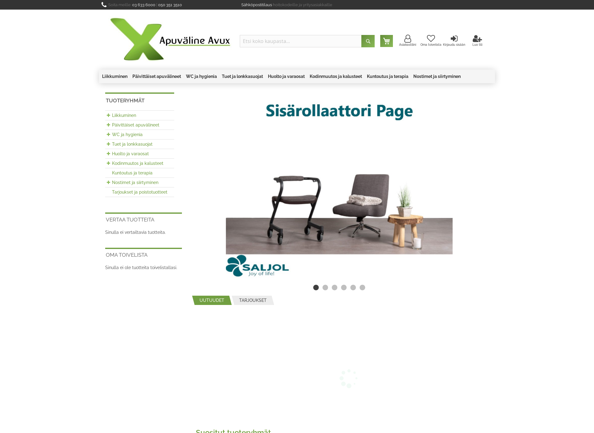 Skärmdump för apuvalineavux.fi