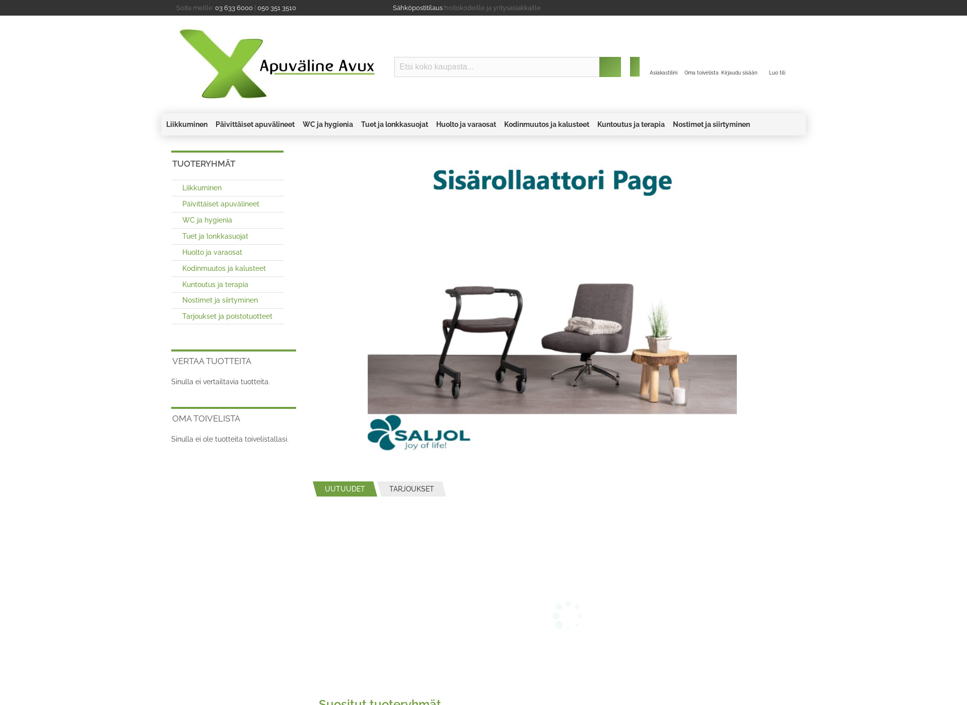 Skärmdump för apuvalinehuoltoavux.fi
