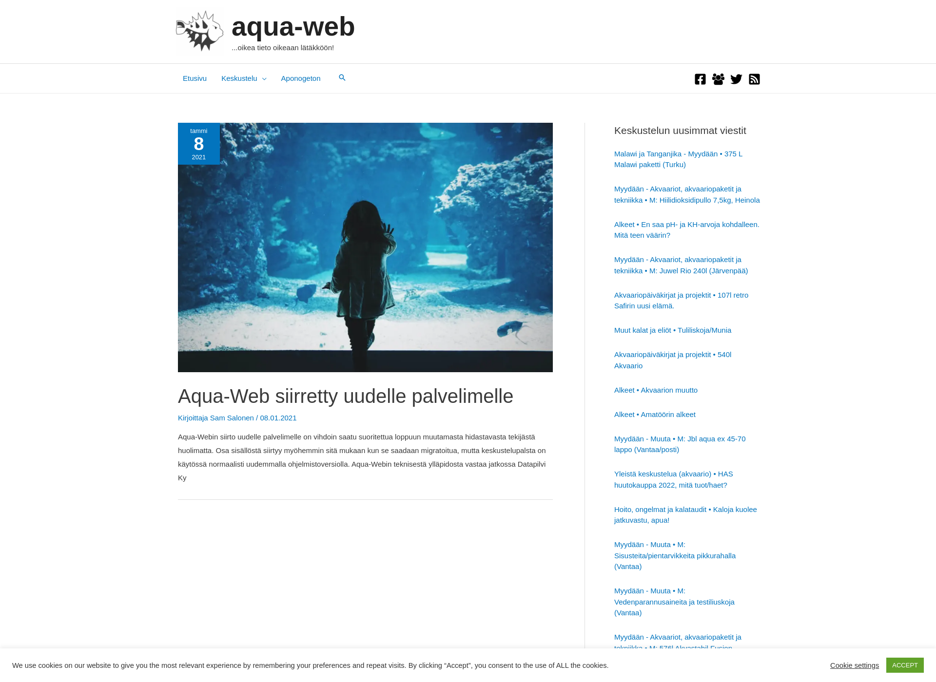 Skärmdump för aqua-web.fi