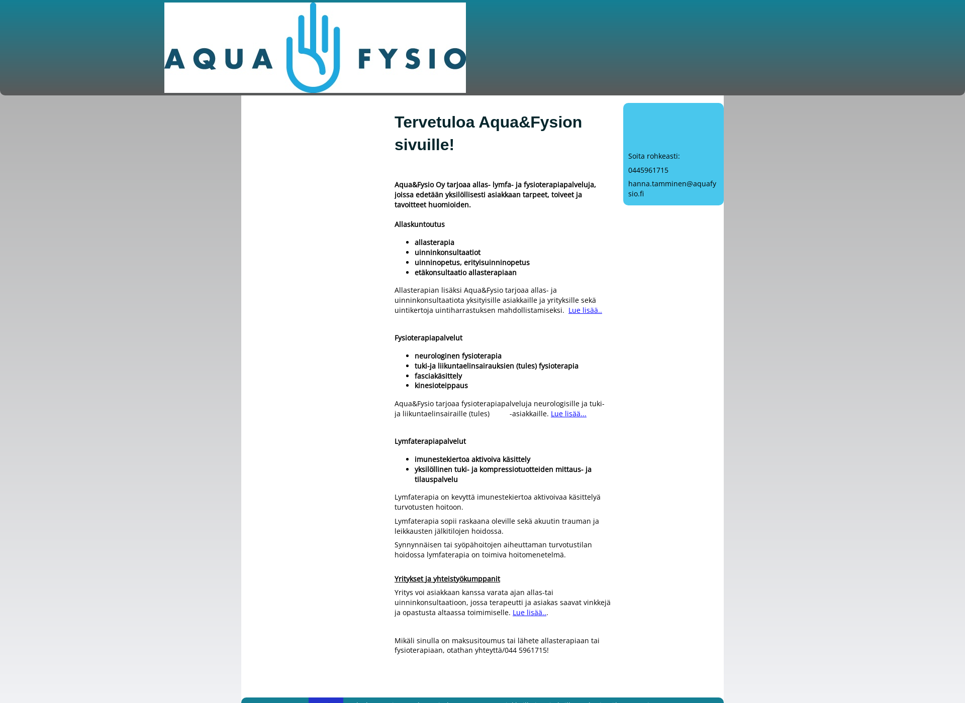 Screenshot for aquafysio.fi