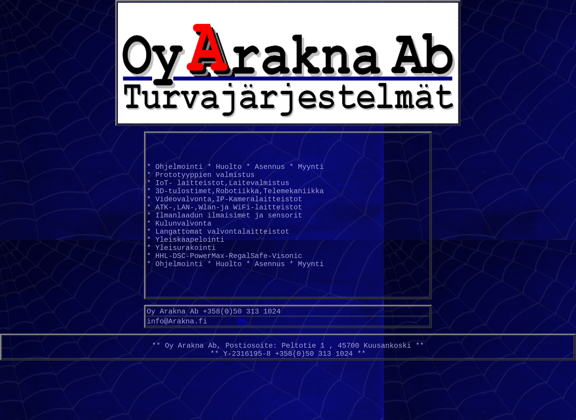 Screenshot for arakna.fi