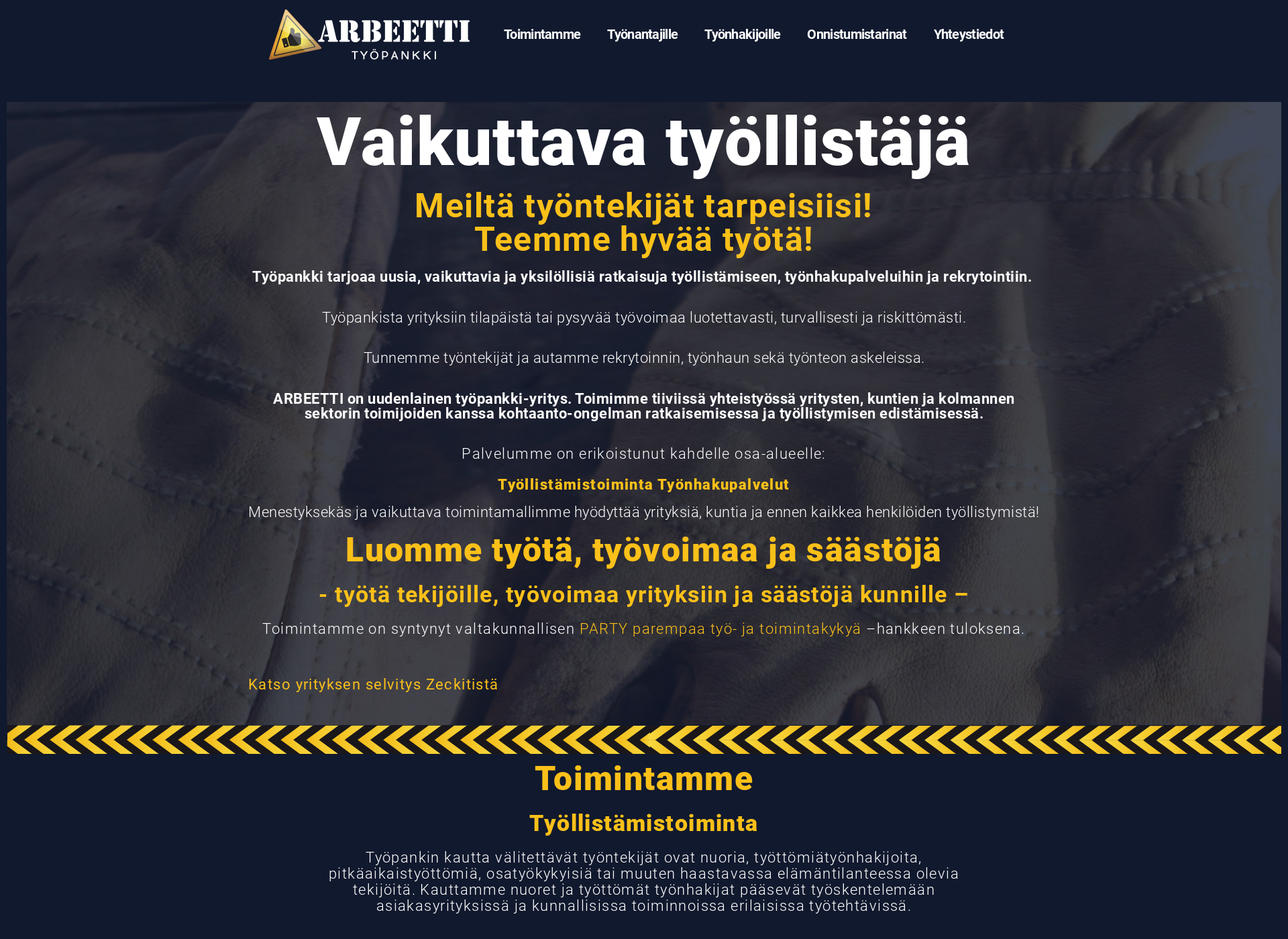 Skärmdump för arbeetti.fi