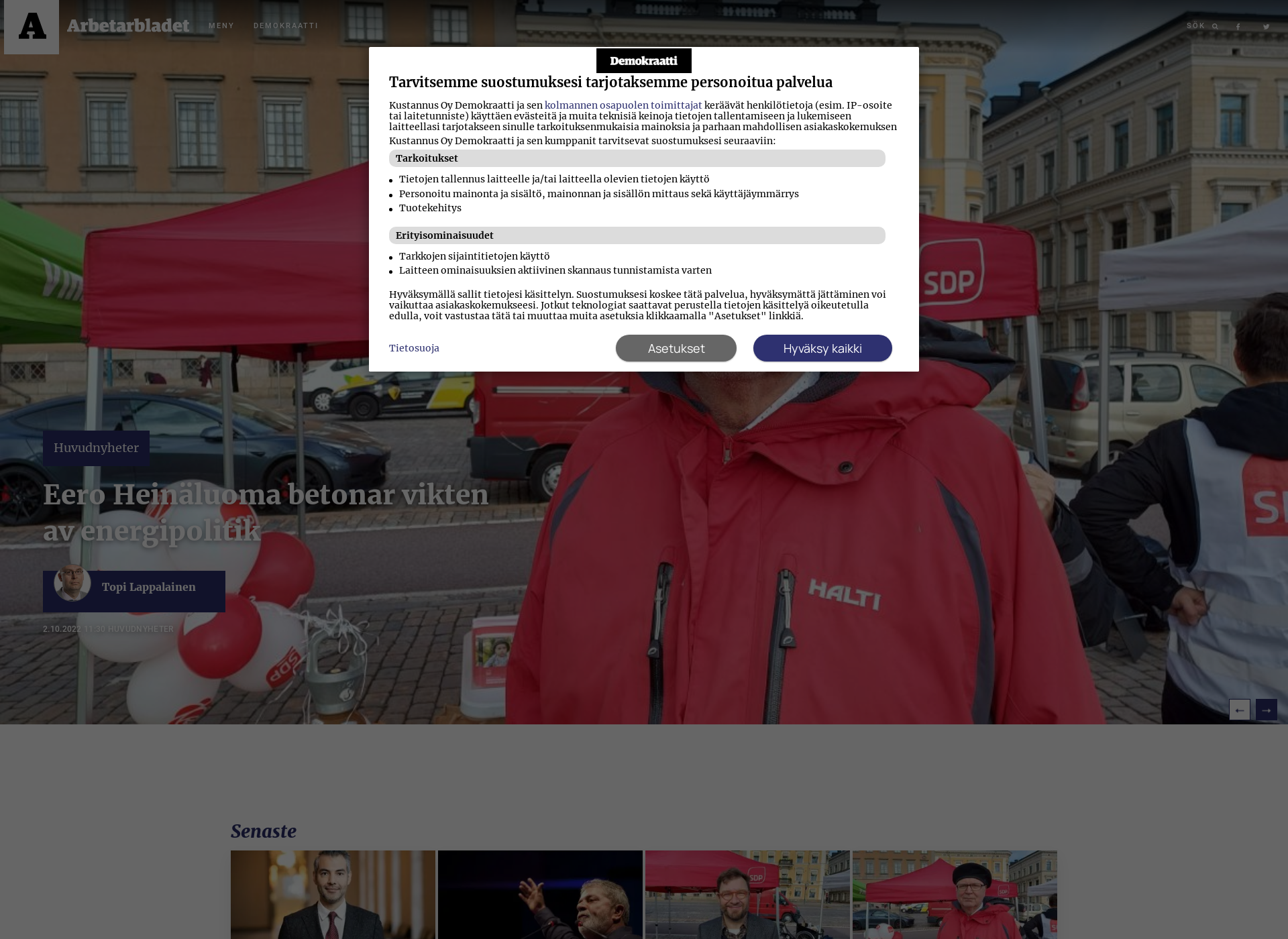 Screenshot for arbetarbladet.fi