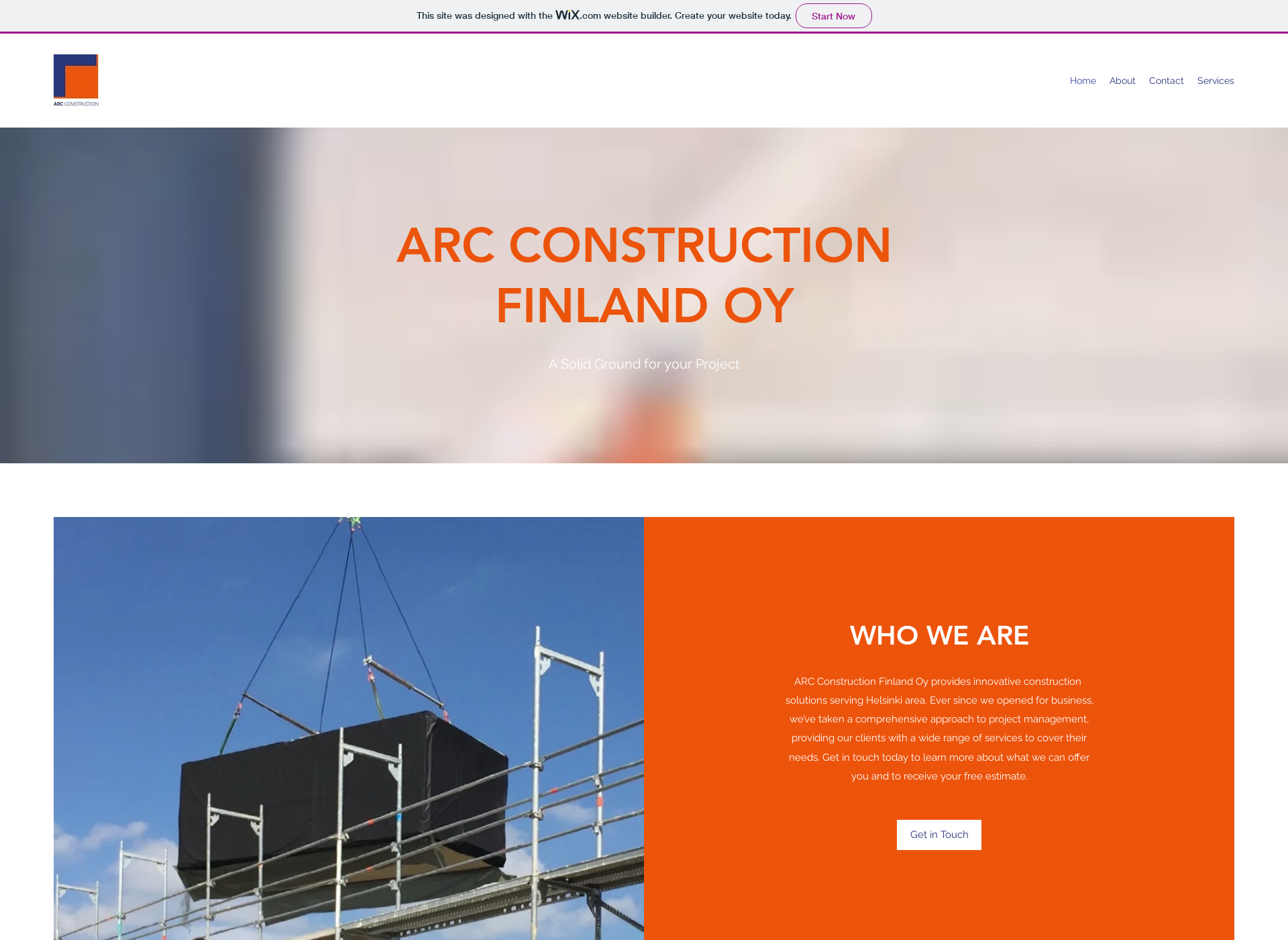 Skärmdump för arcconstruction.fi