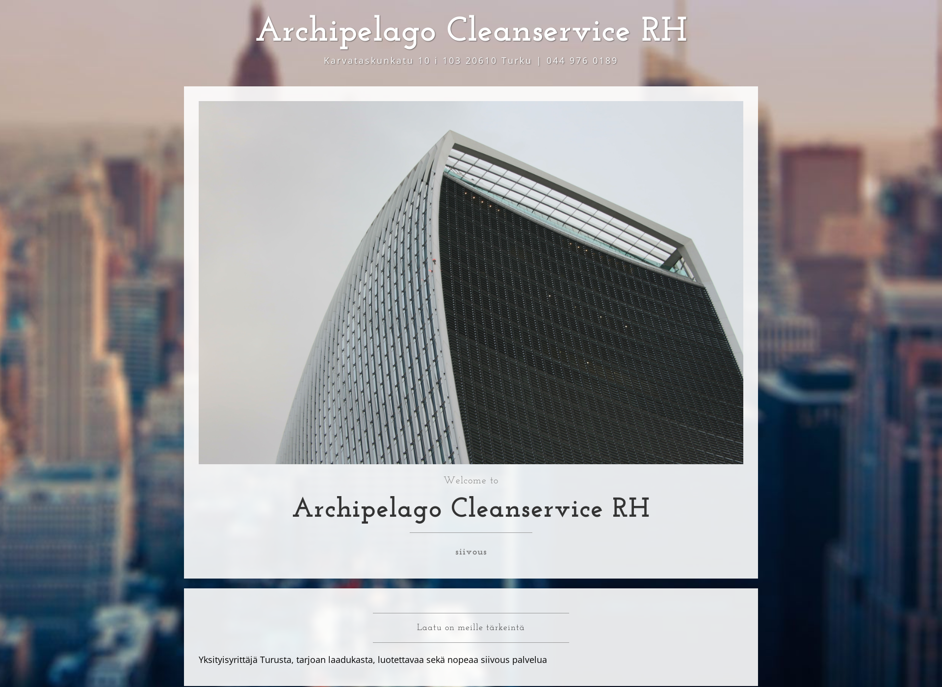 Skärmdump för archipelagocleanservicerh.fi