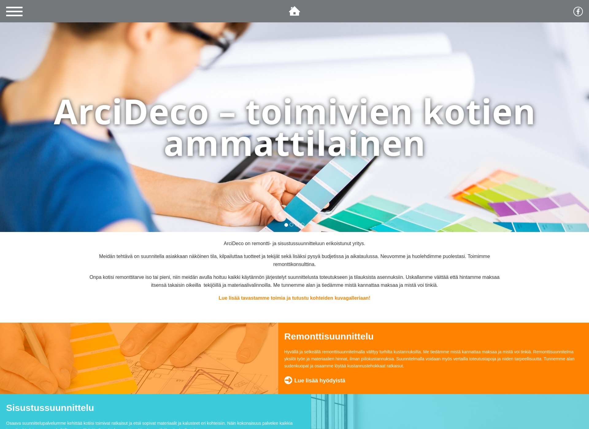 Skärmdump för arcideco.fi