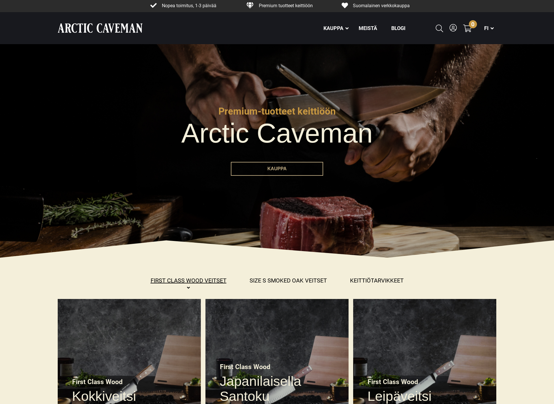 Skärmdump för arctic-caveman.fi