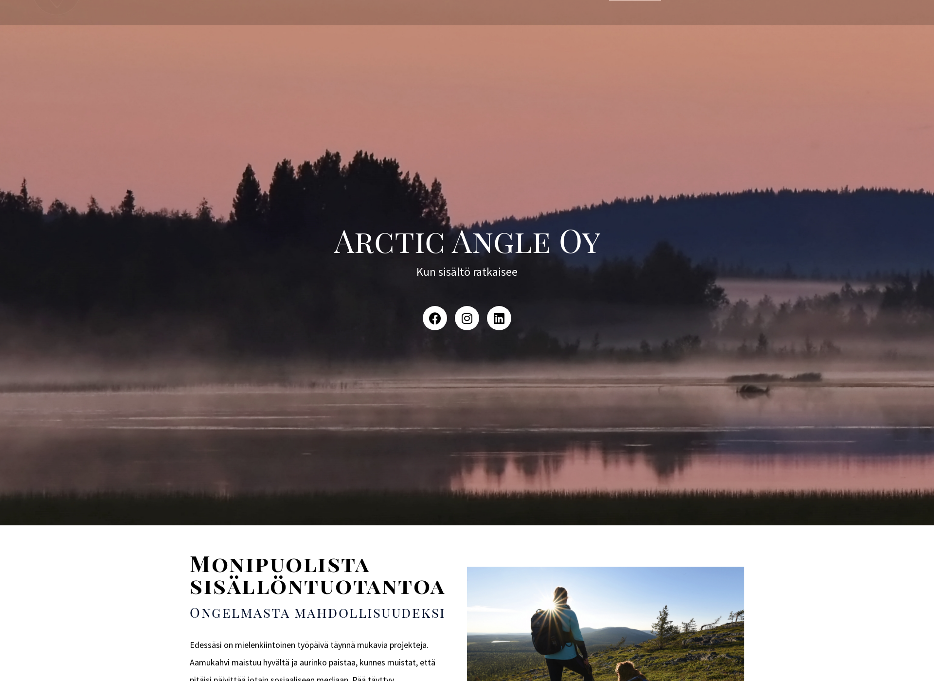 Skärmdump för arcticangle.fi