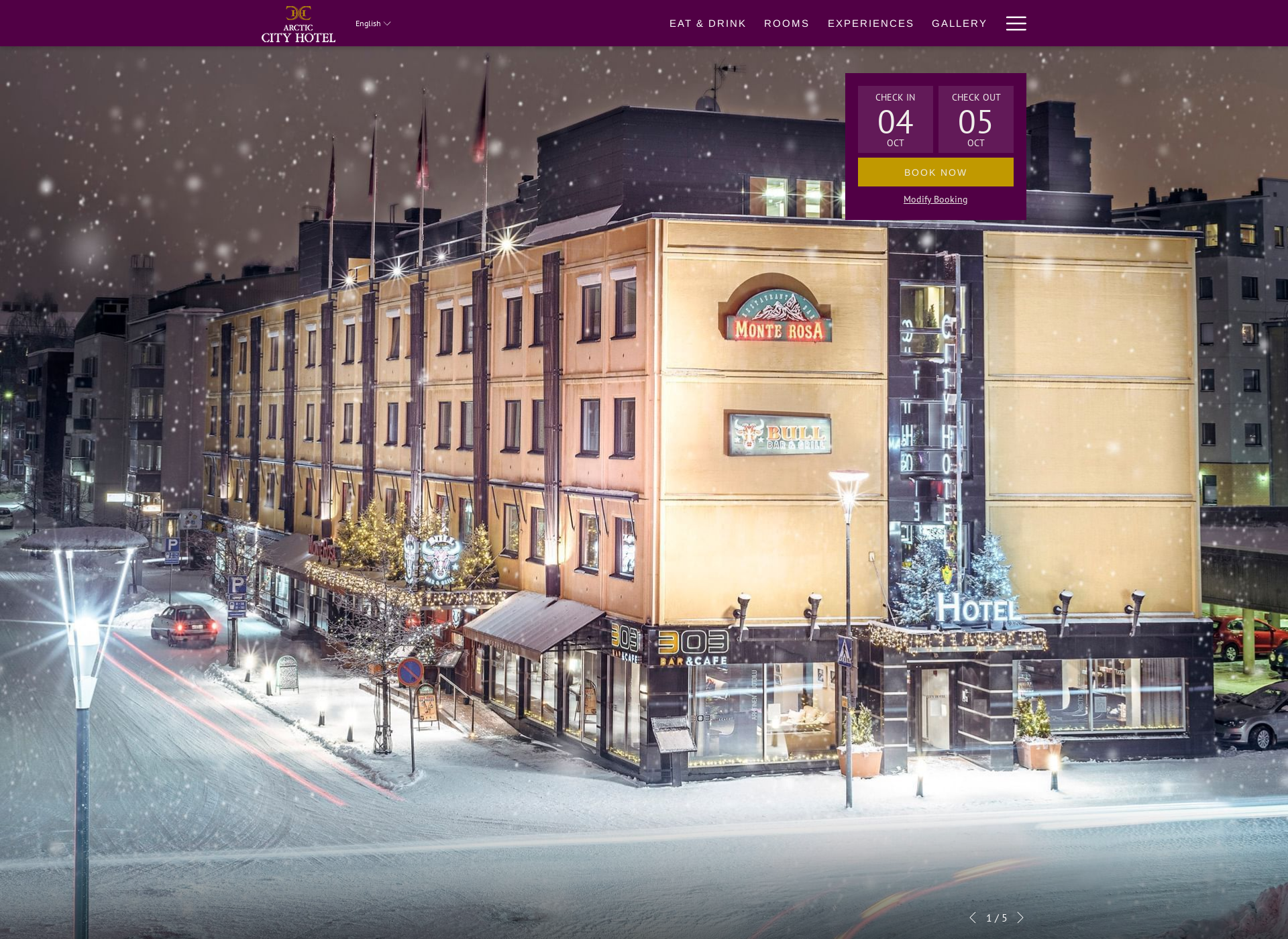 Skärmdump för arcticcityhotel.fi