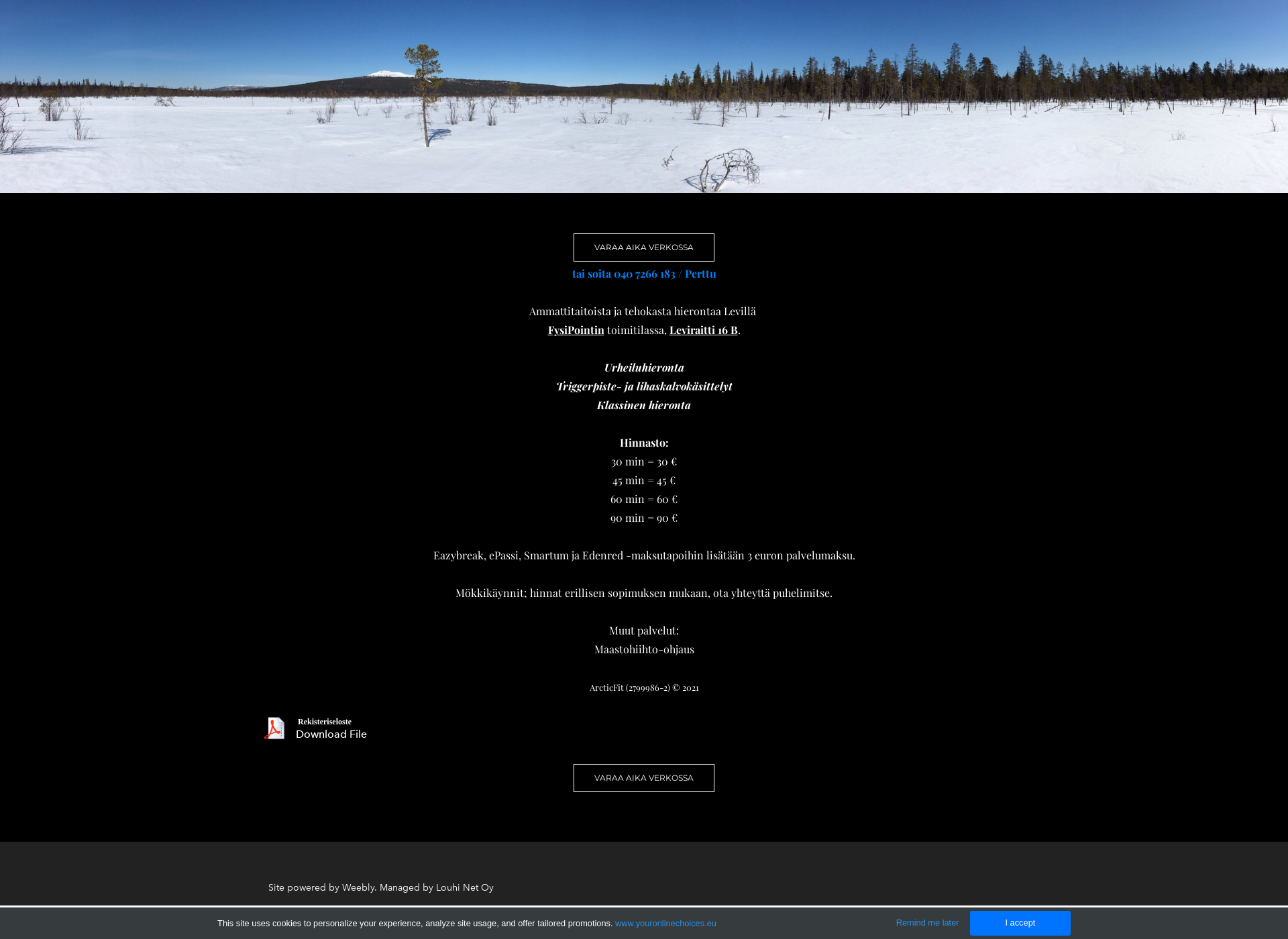 Skärmdump för arcticfit.fi