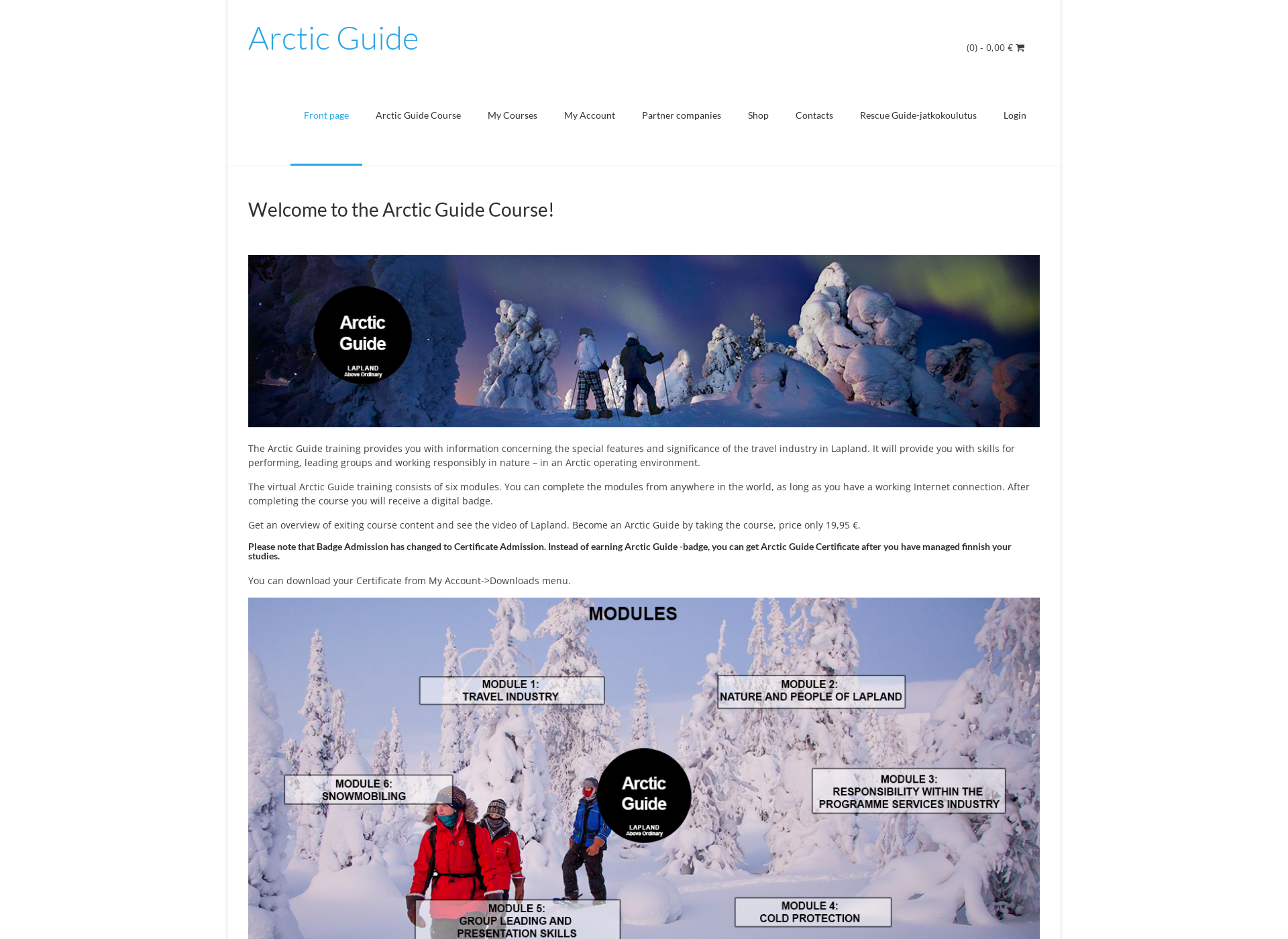 Skärmdump för arcticguide.fi