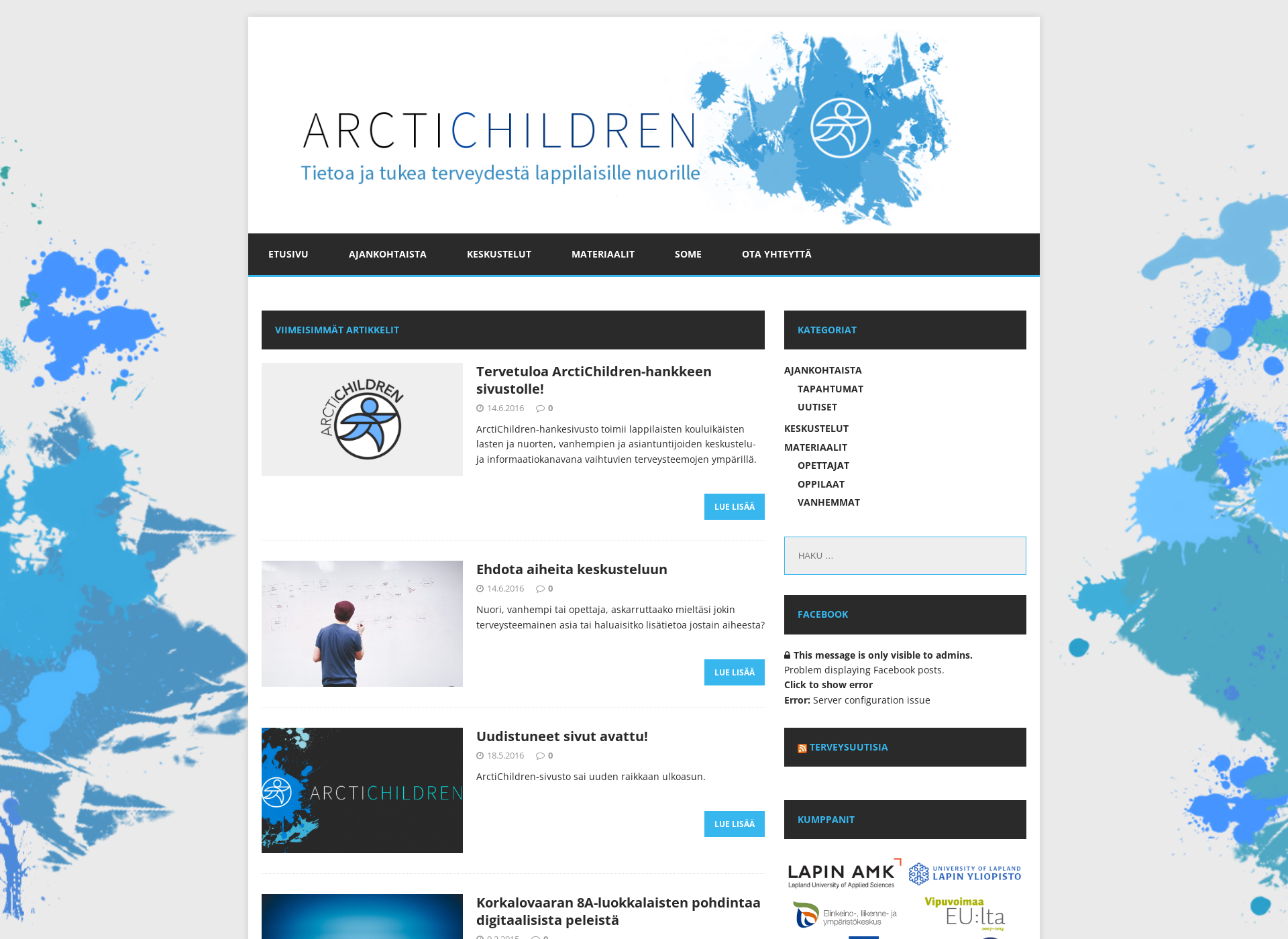 Skärmdump för arctichildren.fi