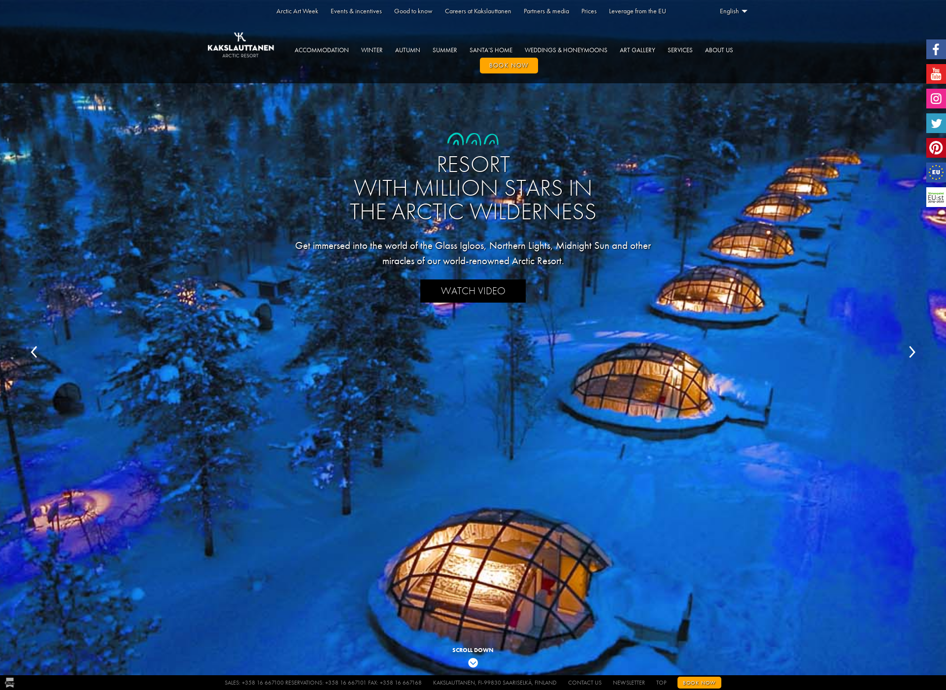 Skärmdump för arcticresort.fi