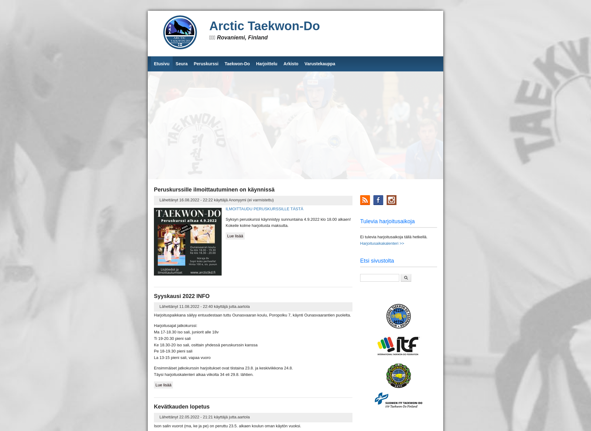 Screenshot for arctictkd.fi