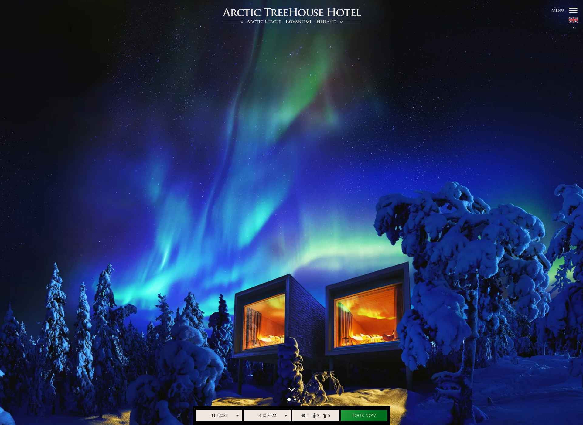 Skärmdump för arctictreehousehotel.fi