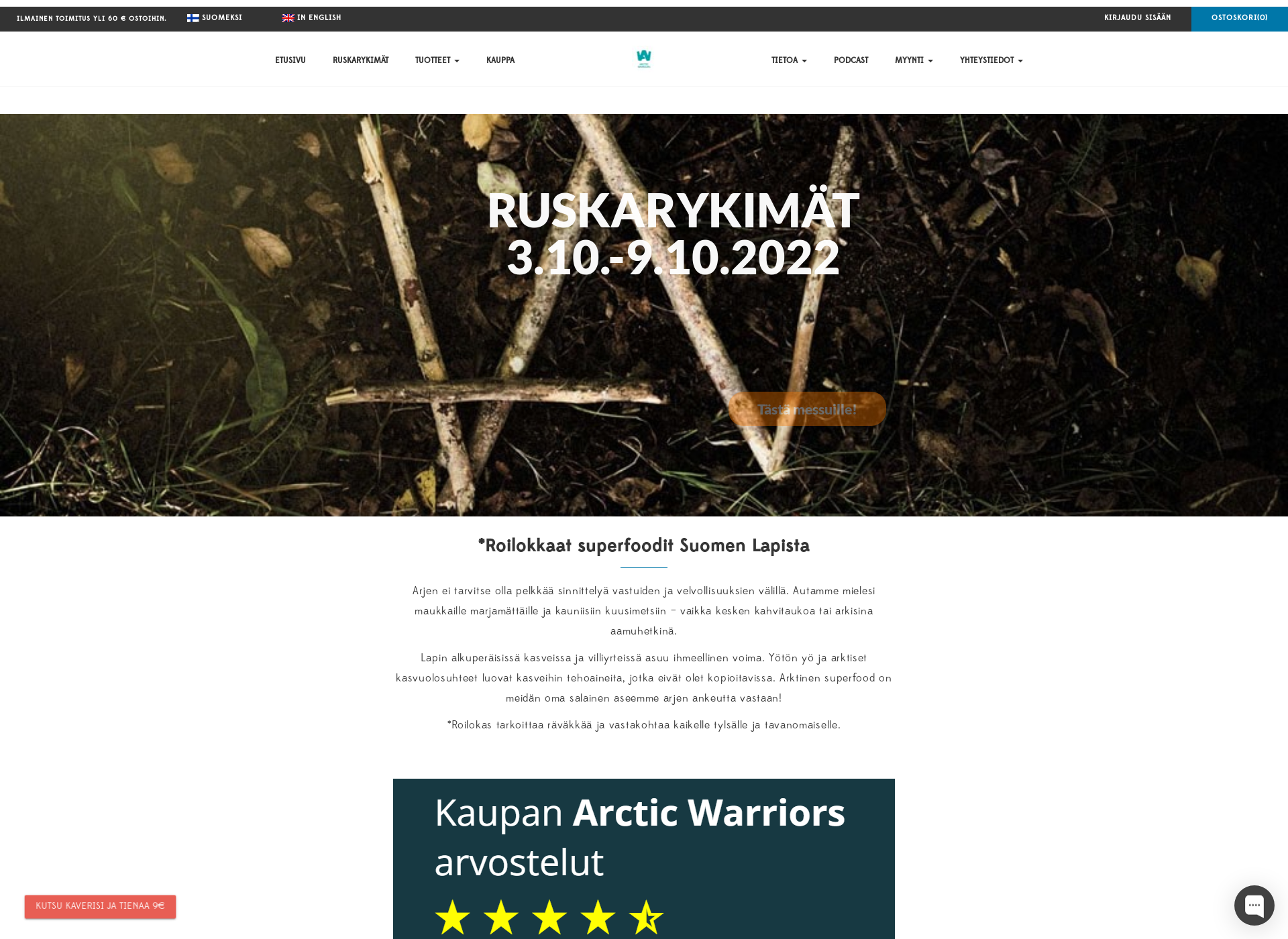 Skärmdump för arcticwarriors.fi