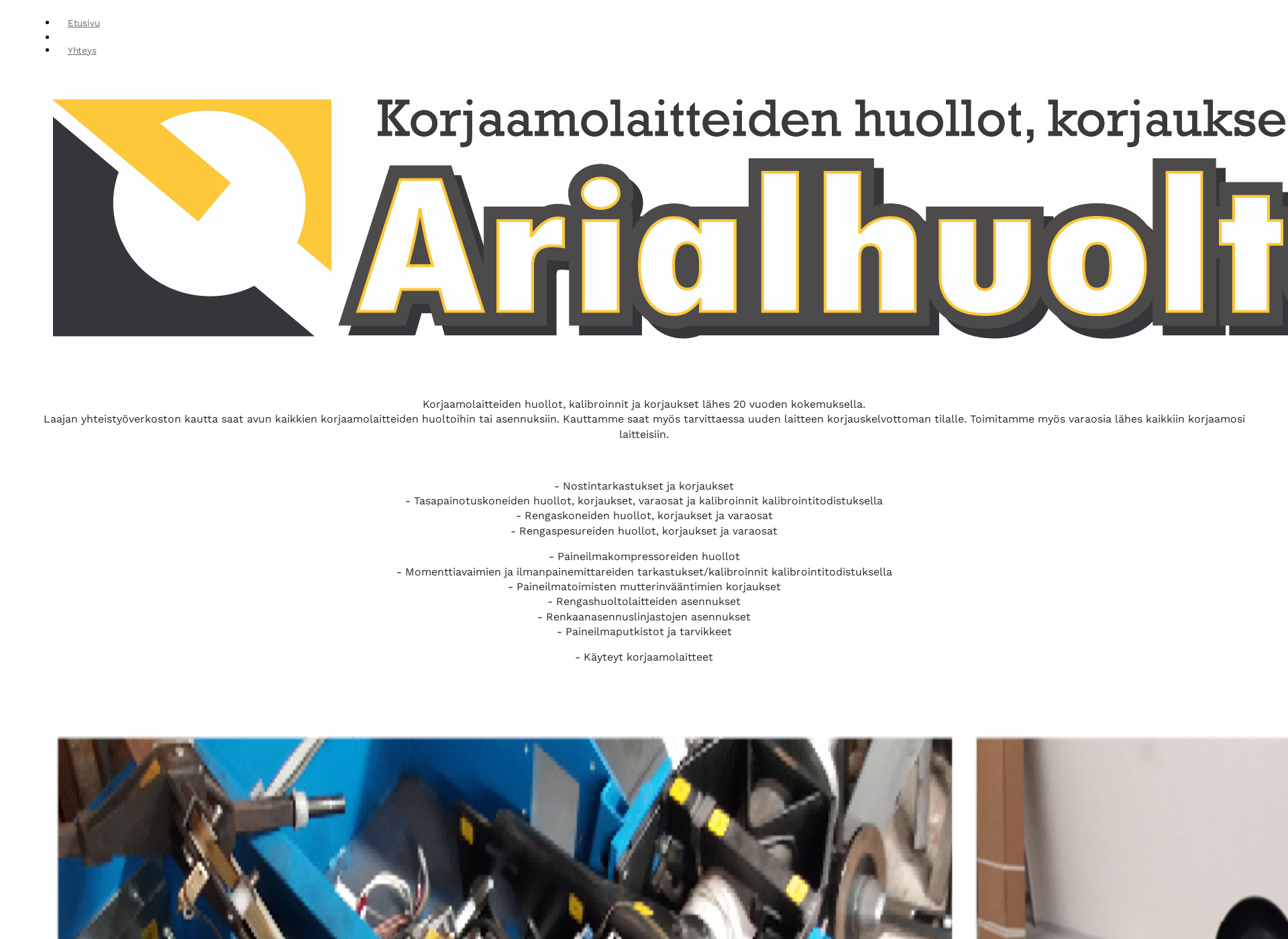 Skärmdump för arialhuolto.fi