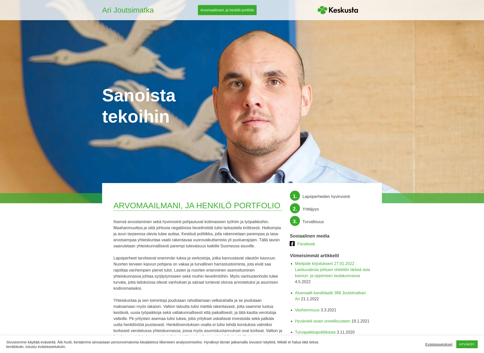 Skärmdump för arijoutsimatka.fi