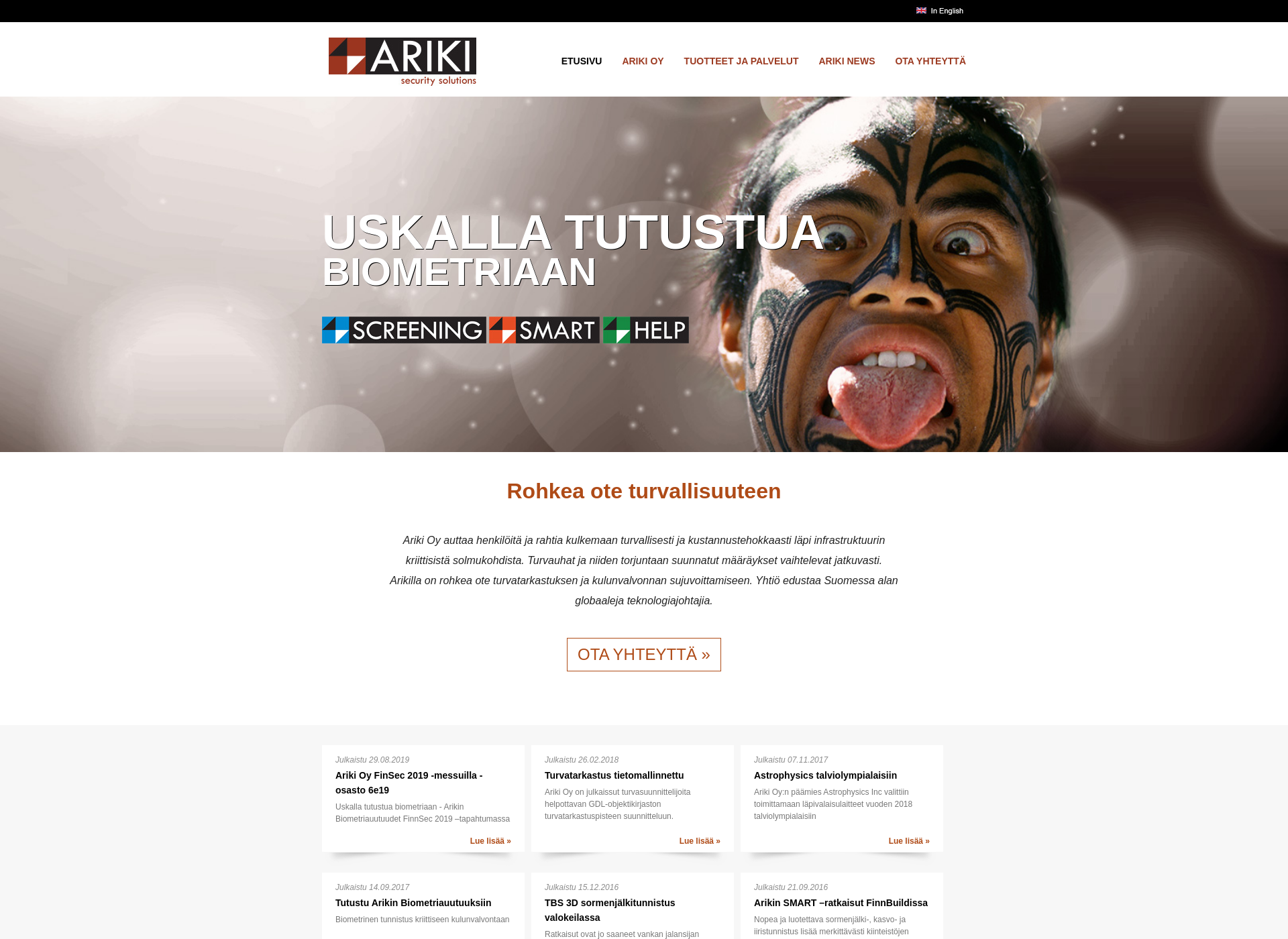 Skärmdump för ariki.fi