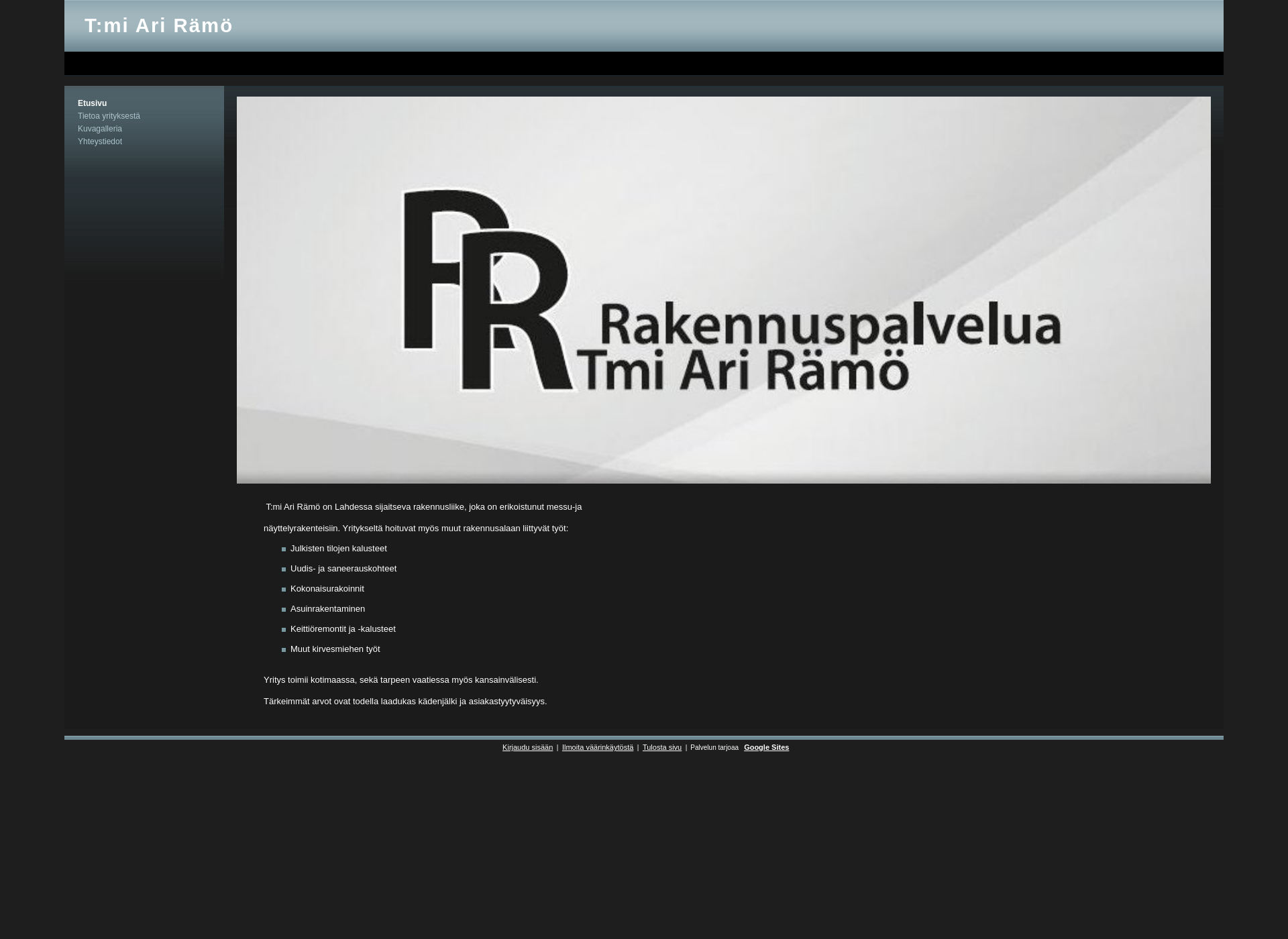 Skärmdump för ariramo.fi
