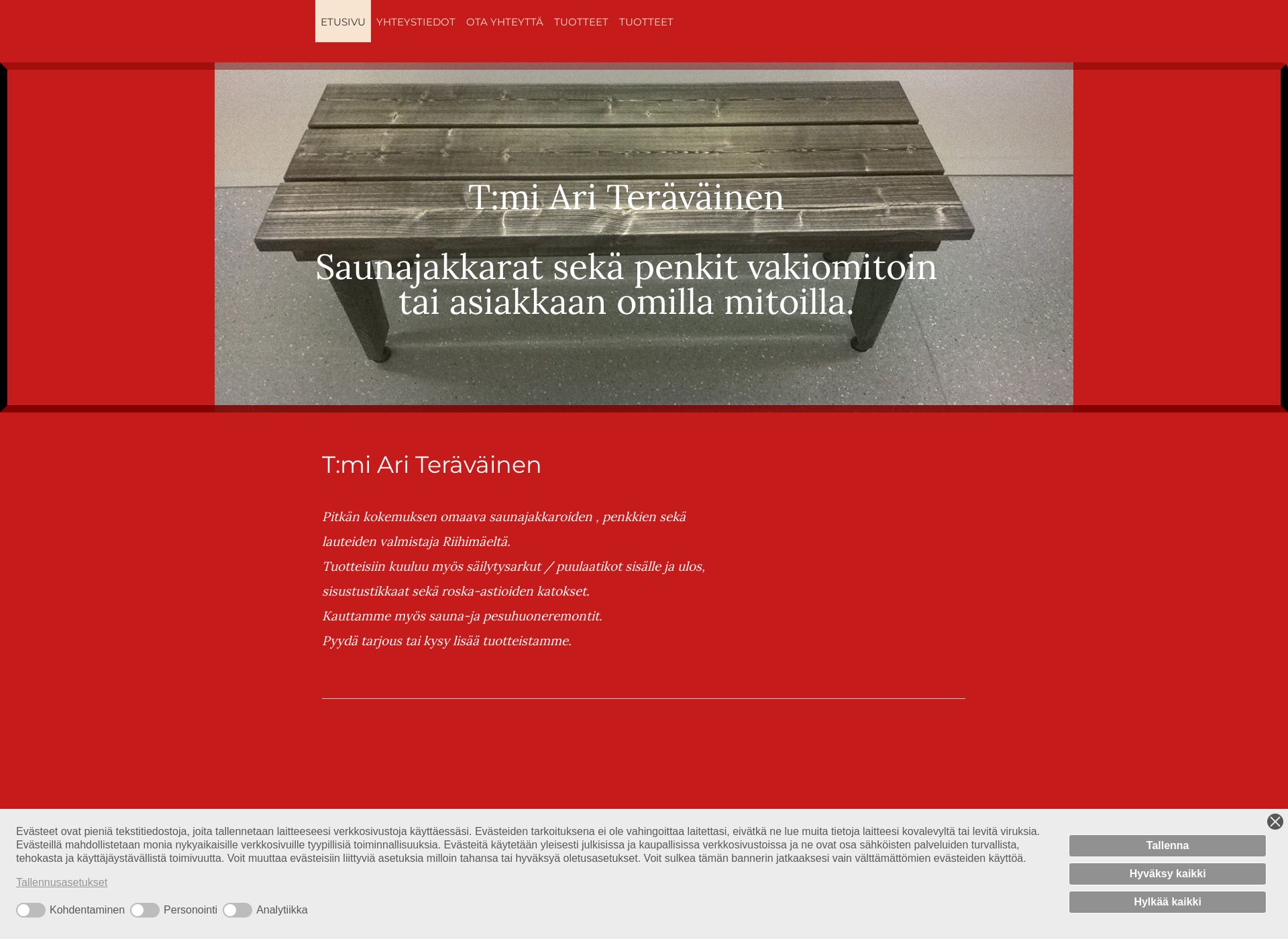 Skärmdump för ariteravainen.fi