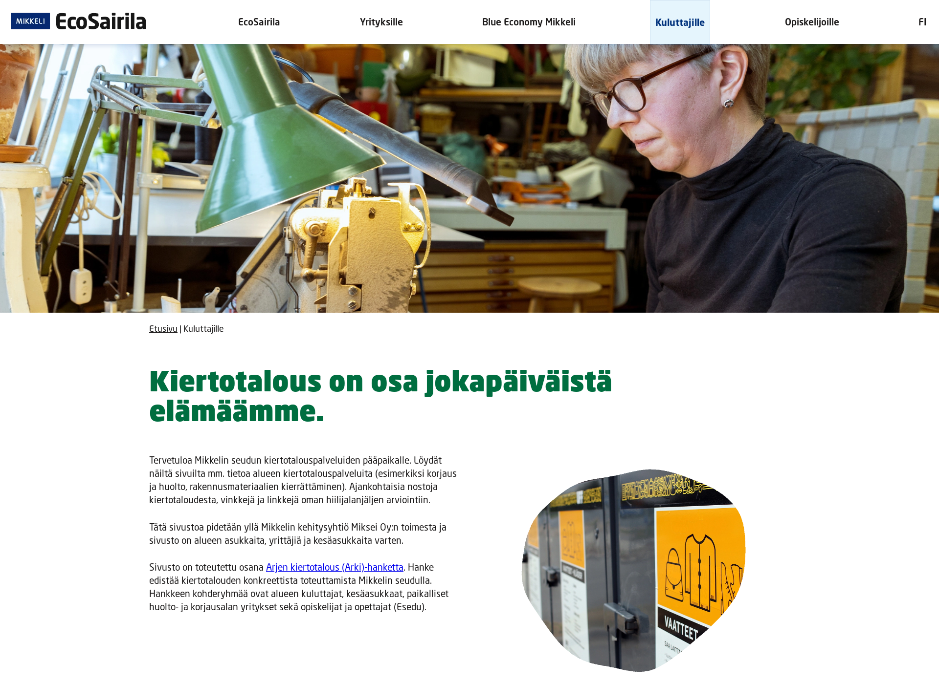 Screenshot for arjenkiertotalous.fi